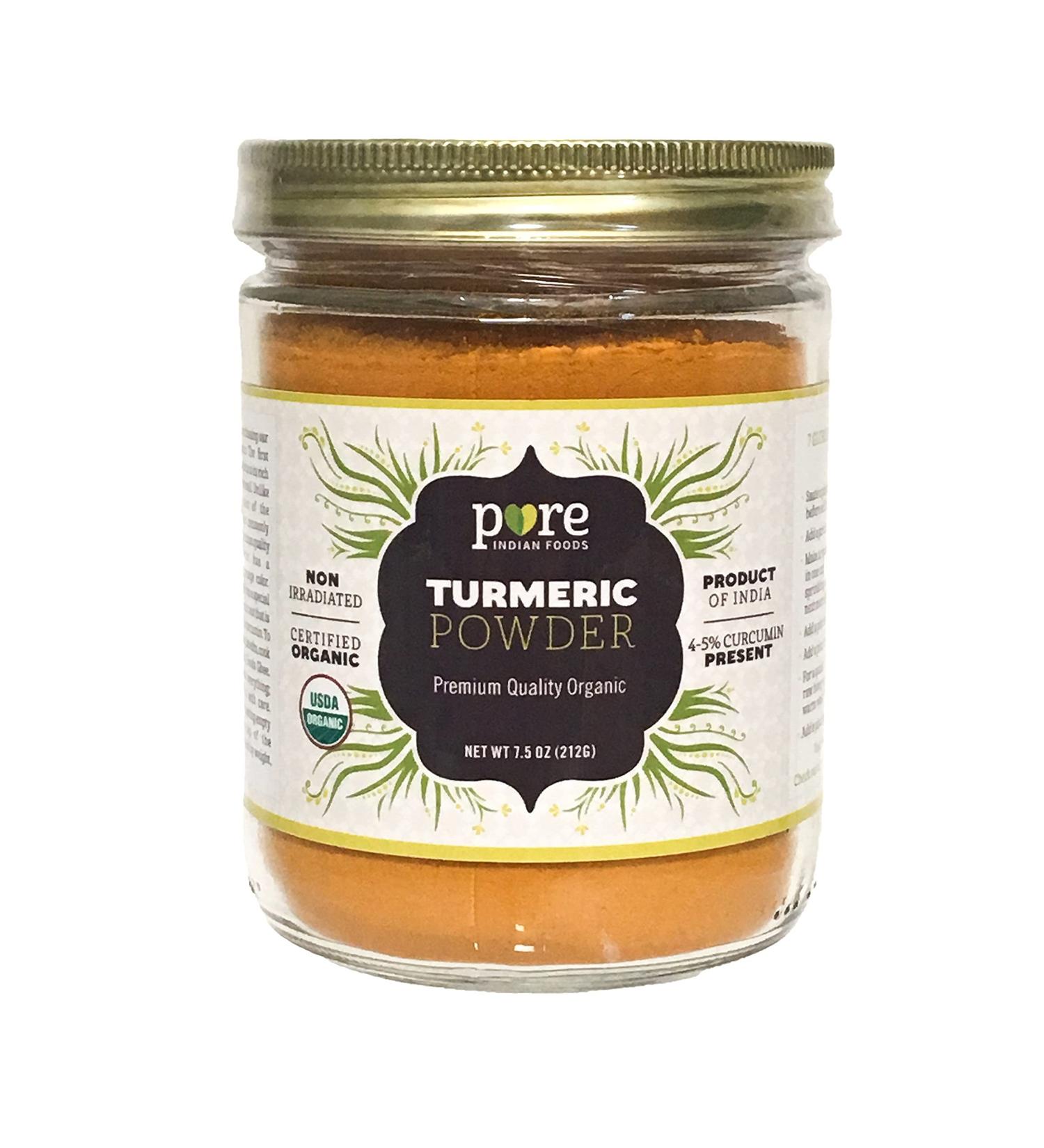 Organic Turmeric Powder Spice 8.5 oz - Glass Jar, 7.5 oz - Freshly Packed (1 Pack) - Buy Online on GoSupps.com