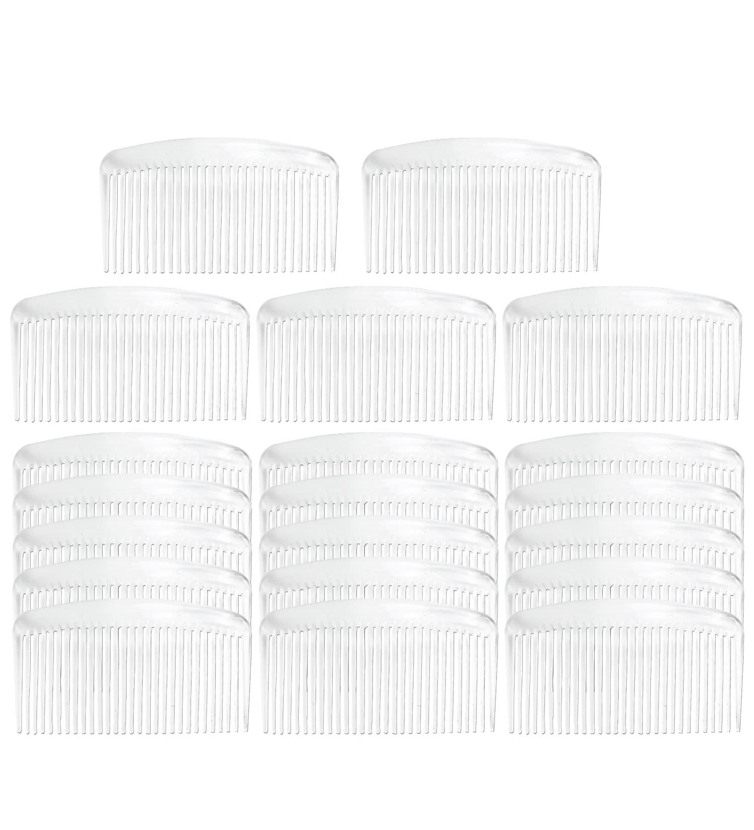 20 Pack Clear White Large Plastic Hair Side Comb Set for Women - Bridal Wedding Veil Decorative Headpiece and French Twist Updo Bun Accessories - Buy Online on GoSupps.com