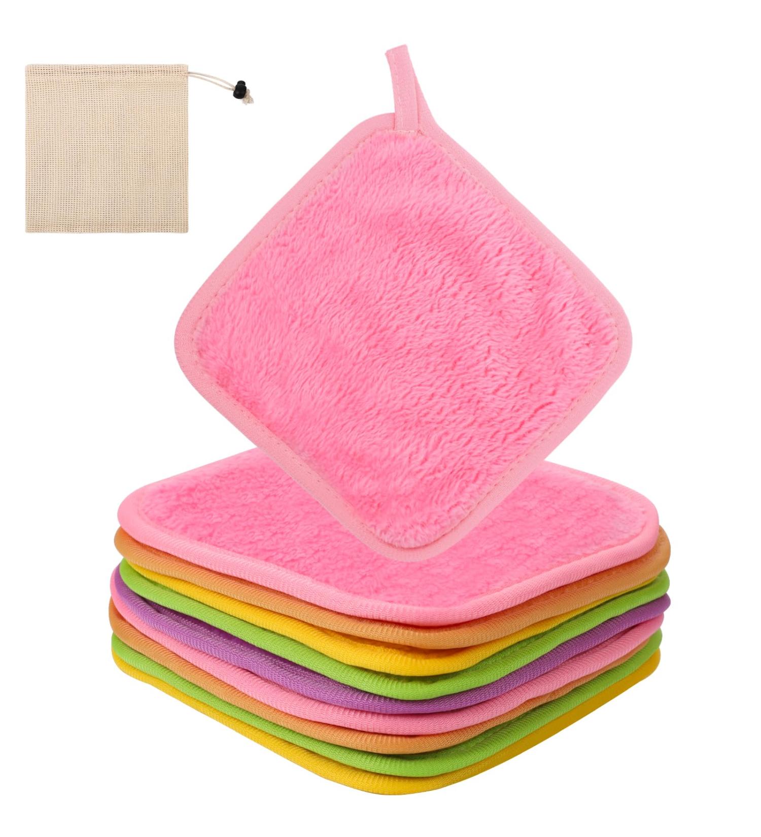 9 Pack Microfiber Septic Minor Pads - Washable Reusable Face Cleaning Cloths with Storage Bag | Pink Green Orange Crook Violet - Buy Online on GoSupps.com