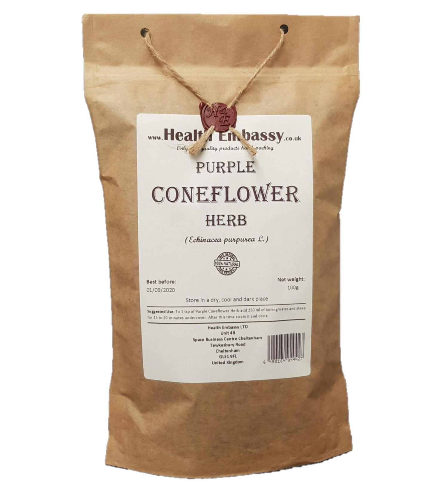Health Embassy Purple Coneflower Herb/ chinac e Herbe (Echinacea purpurea L.) (50g) - Buy Online on GoSupps.com