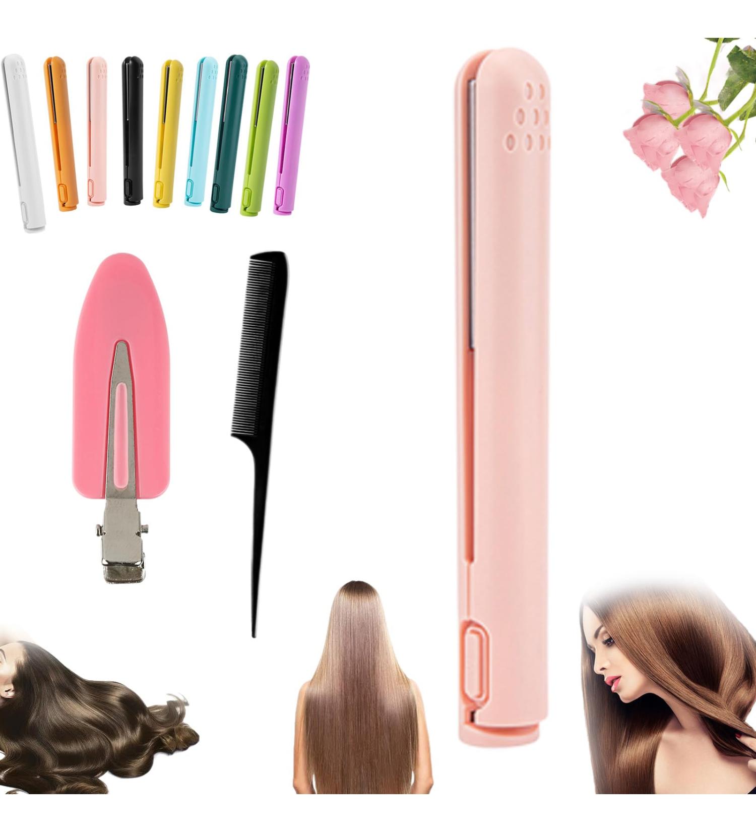 Mini Dual-Purpose Curling Iron Cordless 2 in 1 Mini Dual Purpose Curling Iron Cordless Mini Curling Iron for Short Hair Portable Travel Curling Wand for Women (Pink) - Buy Online on GoSupps.com