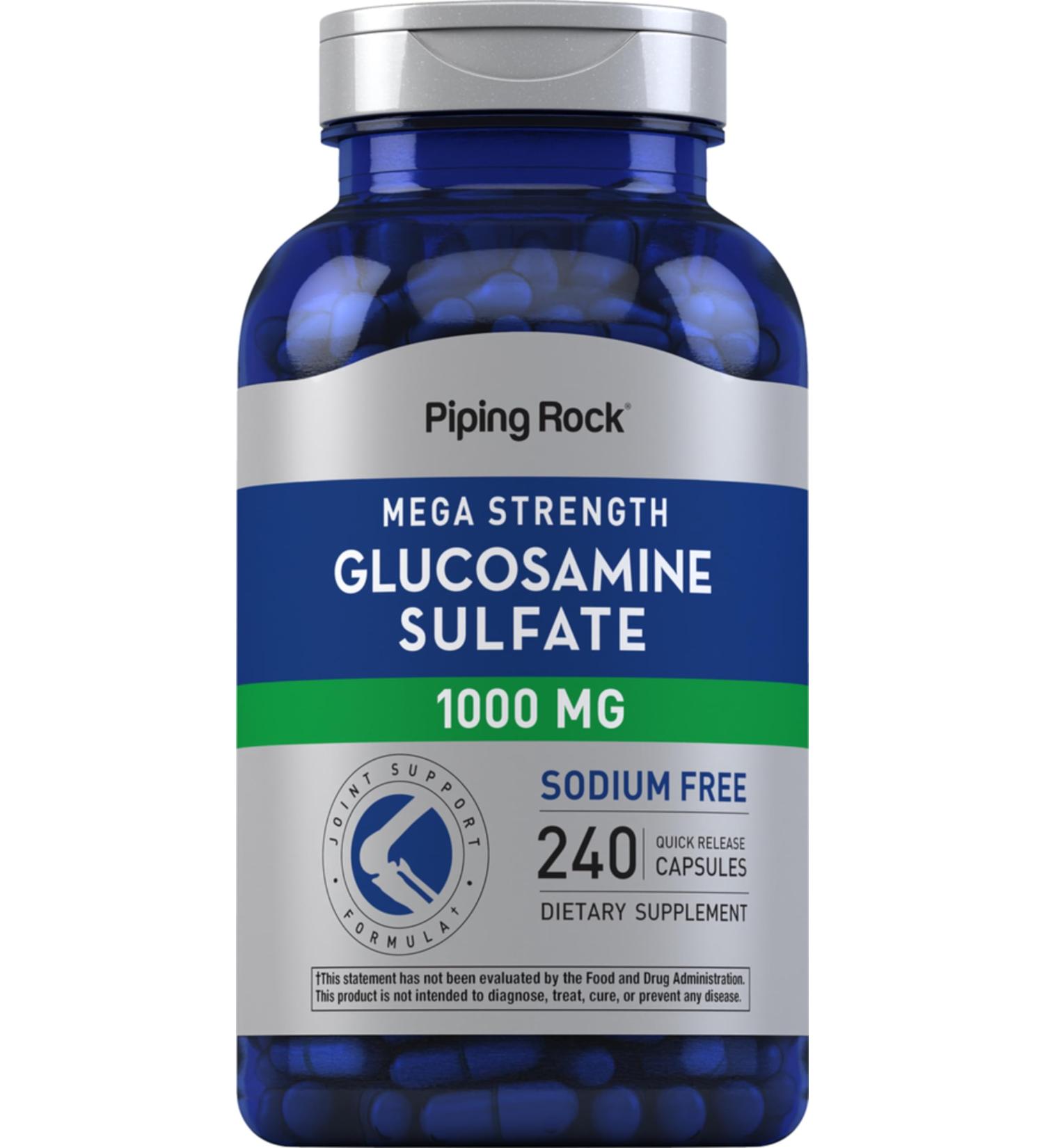 Piping Rock Glucosamine Sulfate 1000mg | 240 Capsules | Mega Strength | Joint Support | Sodium Free | Non-GMO & Gluten Free Supplement - Buy Online on GoSupps.com
