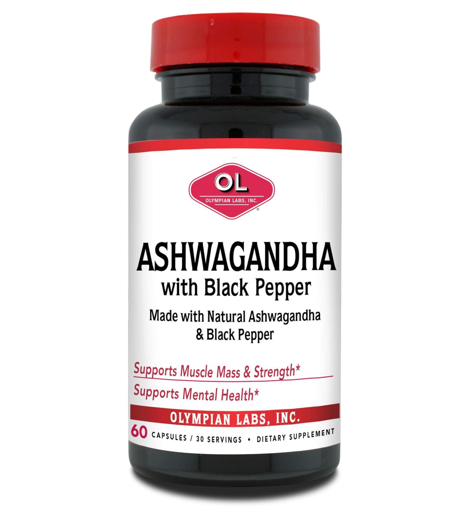 Olympian Labs Organic Ashwagandha with Black Pepper Supports The Brain Health - 60 Vegan Capsules 1300mg - Buy Online on GoSupps.com