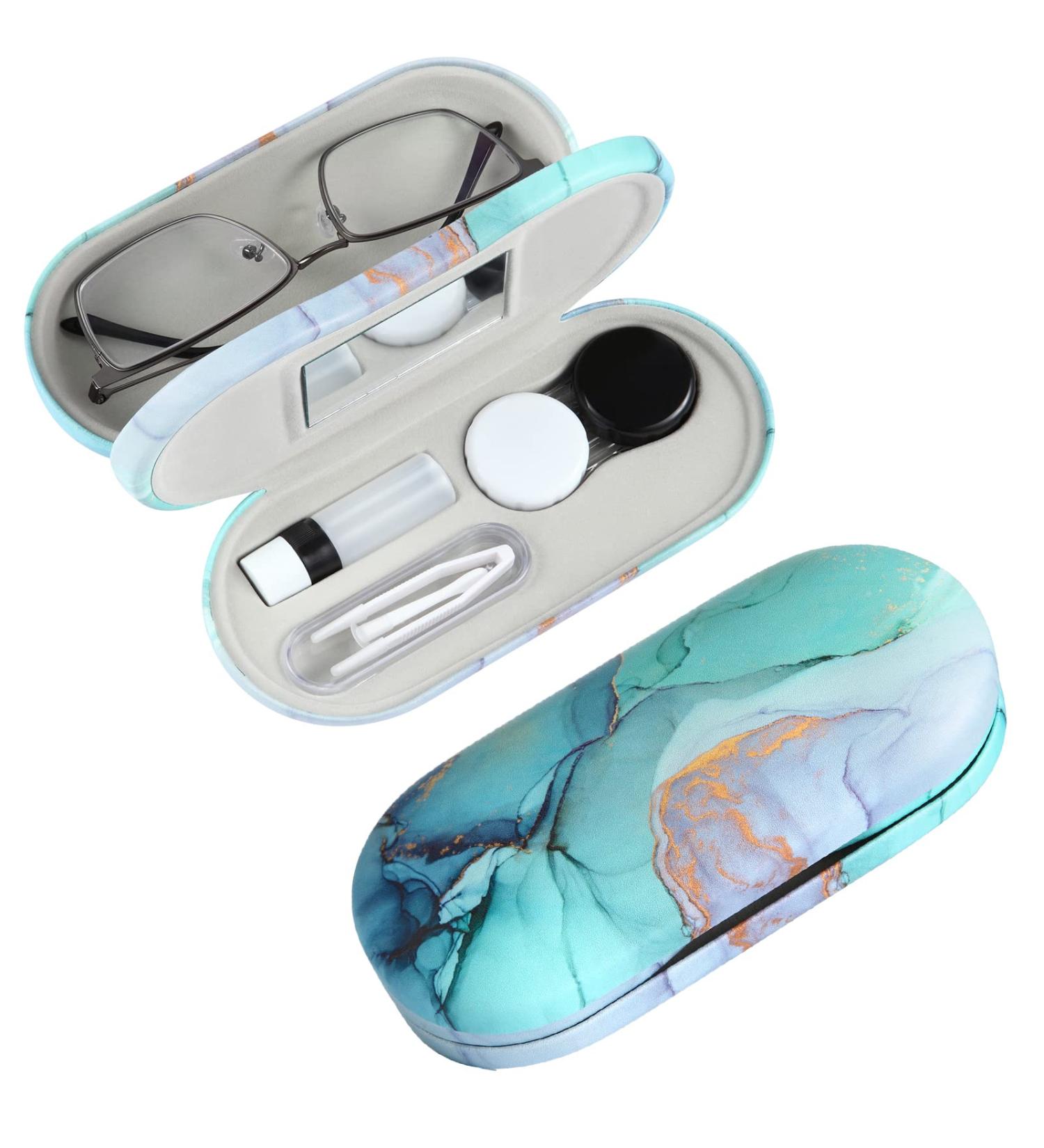 AITIME Contact Lens and Glasses Case 2-In-1 | Double Sided Portable Eye Contact Kit | Vibrant Green Design - Buy Online on GoSupps.com
