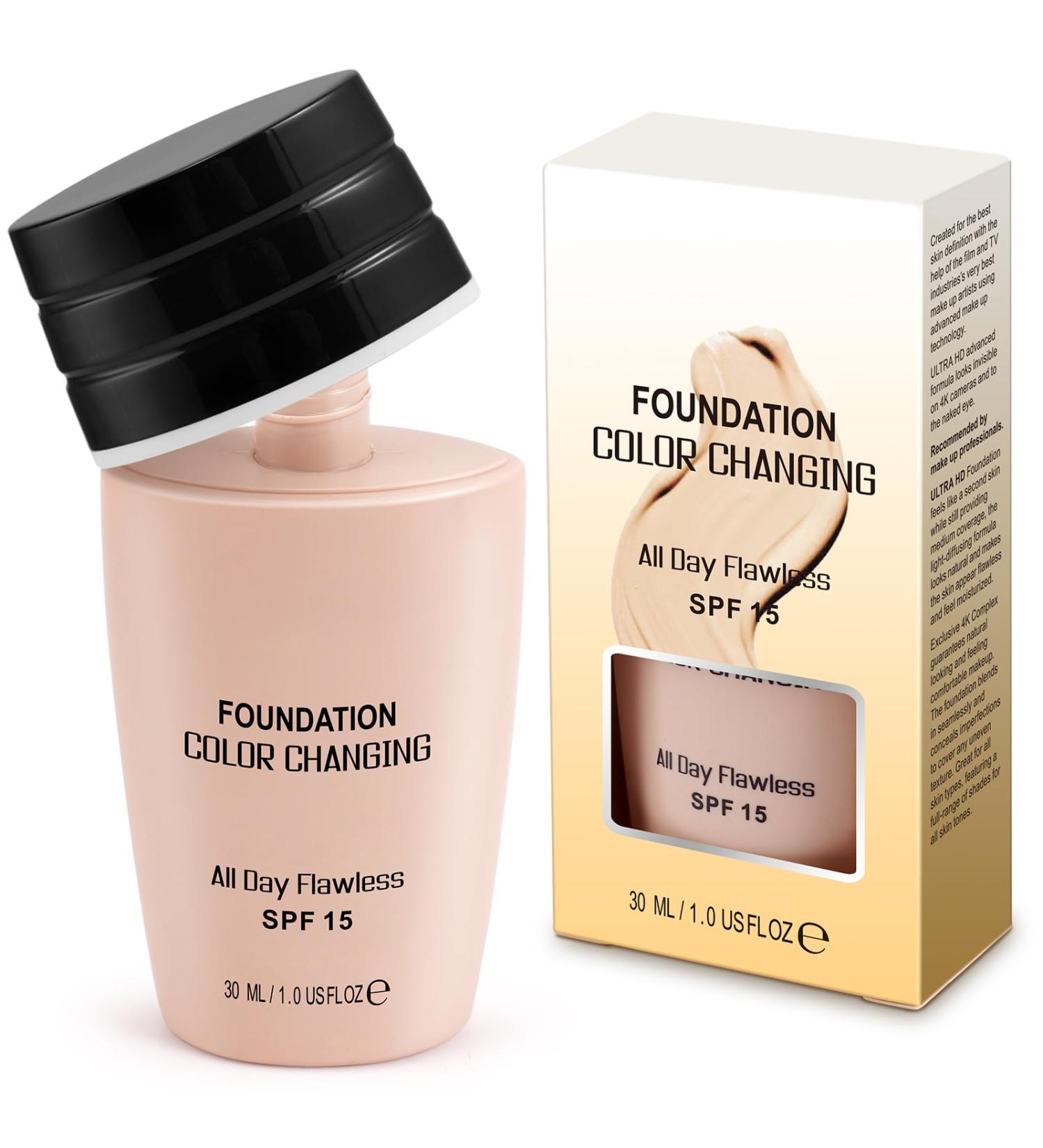  Generisch 2 Pack Color Changing Foundation for Warm Skin SPF15 Full Coverage Poreless Long Lasting Moisturizer with Natural Shine - Buy Online on GoSupps.com