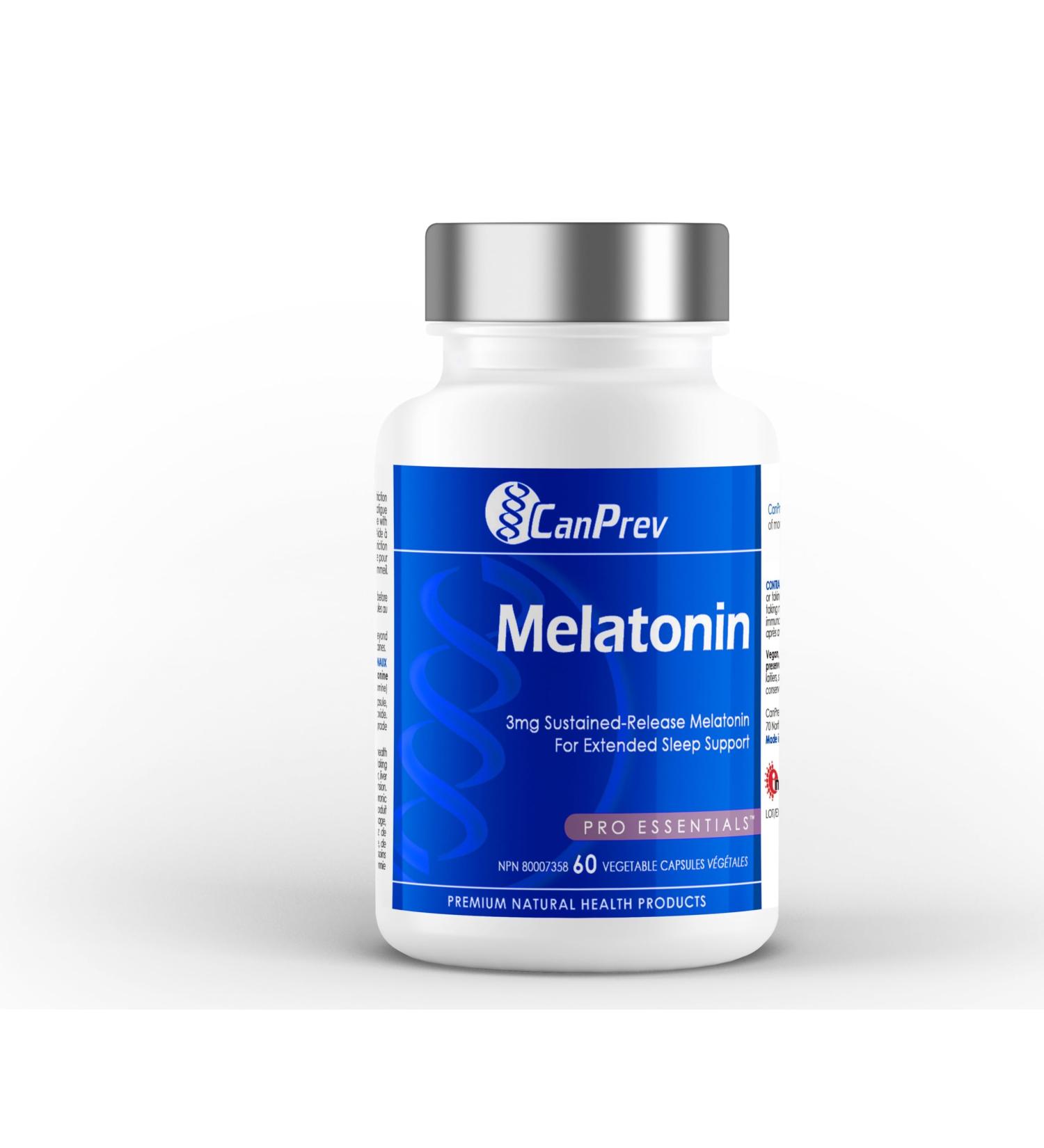 CanPrev Pure Melatonin 3 mg Sustained-Release 60 V-Caps Supports Restful & Extended Sleep Perfect for Sleep Management Travel Adjustments & Natural Sleep Rhythm - Melatonin Supplement for Adults - Buy Online on GoSupps.com
