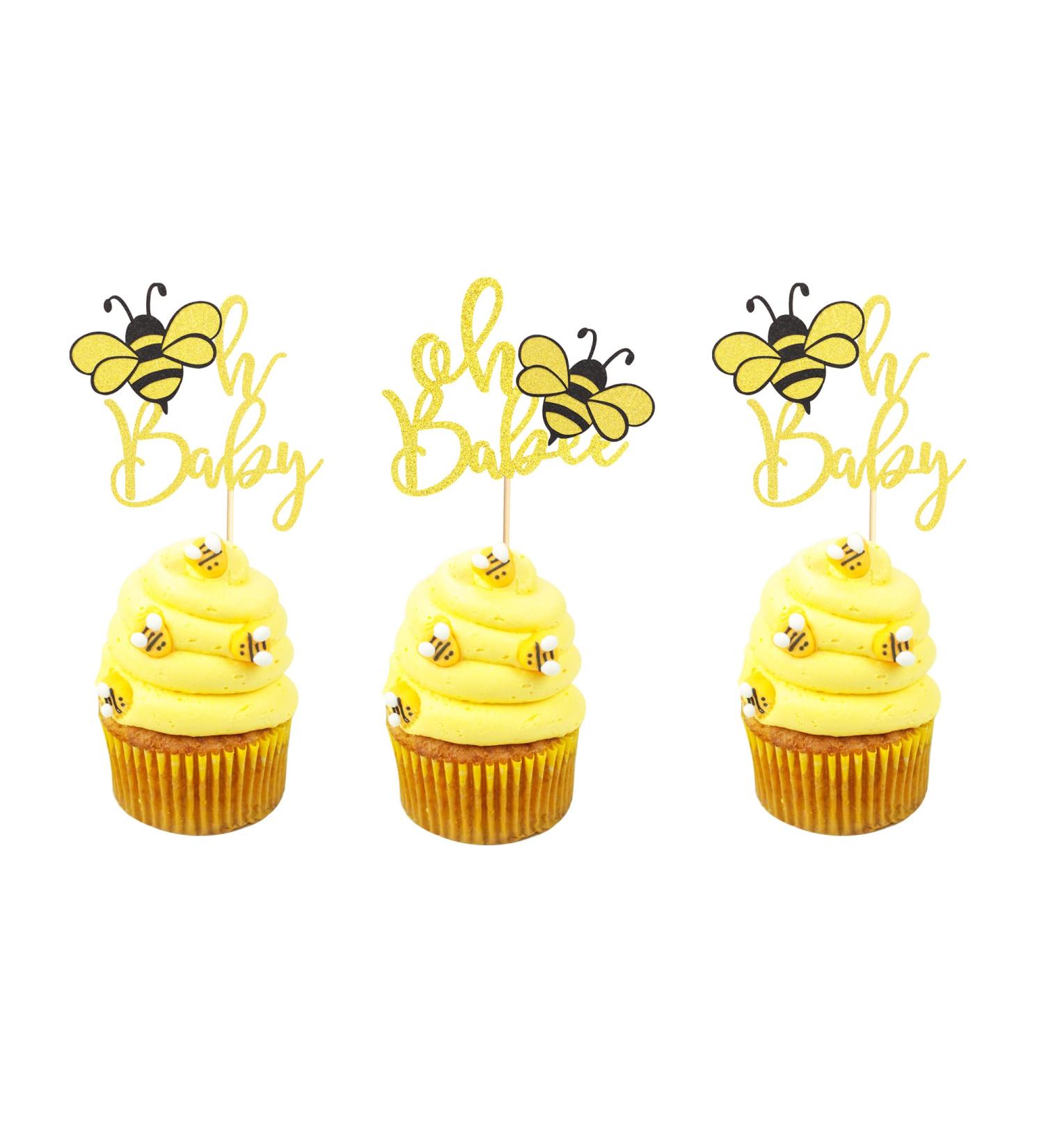 Arthsdite 24Pcs Bumble Bee Cupcake Toppers Oh Babee Cupcake Picks Oh Baby Cupcake Pick Decorations for Bee Theme Baby Shower Kids Baby Shower Birthday Party Decorations Supplies - Gold Black Glitter Bee Oh Baby Cupcake Toppers - Buy Online on GoSupps.com