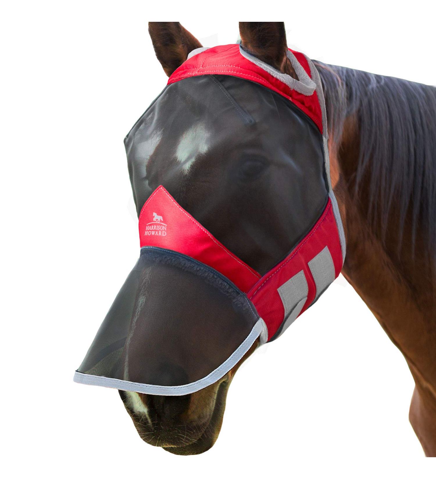 Harrison Howard CareMaster Pro Luminous Fine Mesh UV-Proof Fly Mask with Fleece Padding - Ruby Cob Size - Buy Online on GoSupps.com