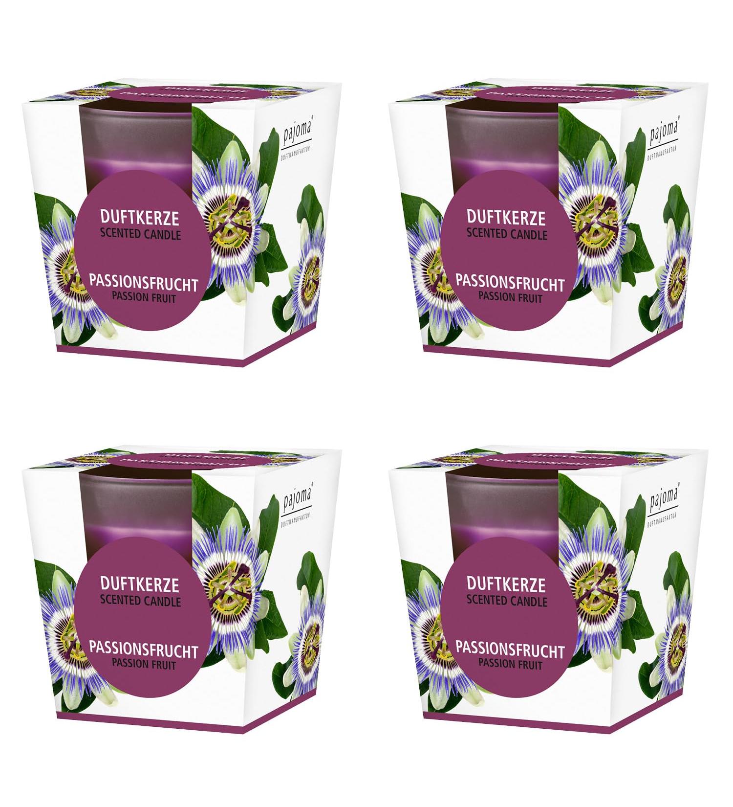 Pajoma Passion Fruit Fragrance Candle Set | 4x120g Satin Glass | 25 Hour Burn Time | Premium Quality Gift Packaging - Buy Online on GoSupps.com