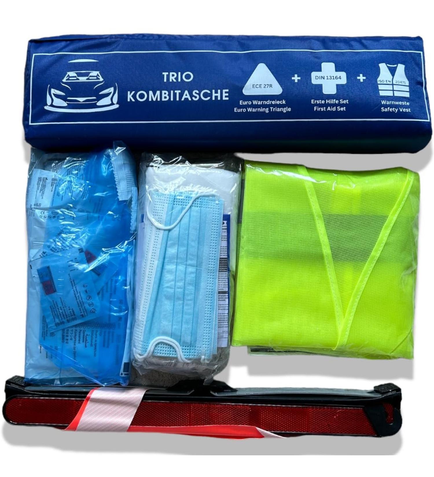 VZL KFZ Auto & Combith Construction Kit 2024 - T V Tested First Aid Set with Warning Triangle & Vests | International Shipping - Buy Online on GoSupps.com
