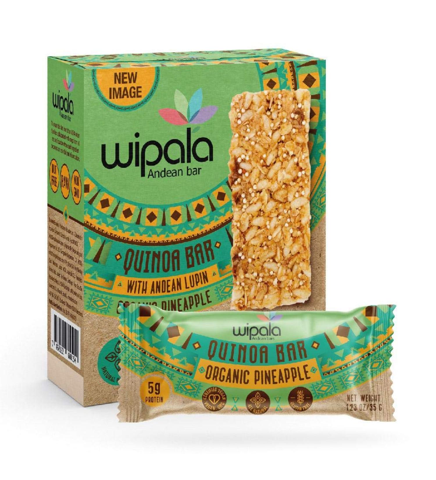 Wipala Protein Bars - Pineapple Flavor | Quinoa & Andean Lupin | Vegan, Nut-Free, Gluten-Free | Non-GMO | 12 Pack - Buy Online on GoSupps.com