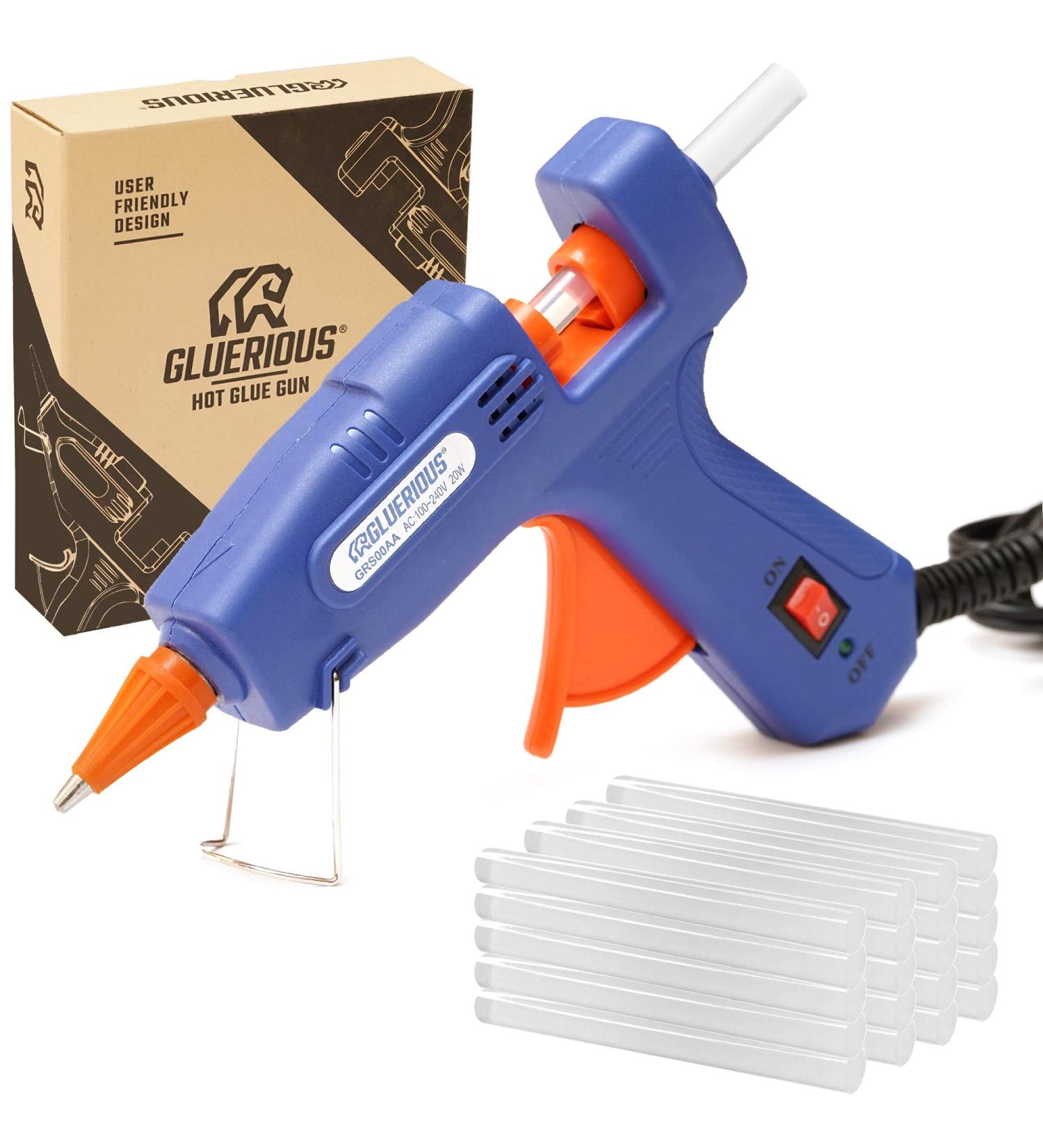 Gluerious Mini Hot Glue Gun with 30 Glue Sticks - 20W Blue | Perfect for Crafts, DIY, Arts, Home Repairs - Buy Online on GoSupps.com
