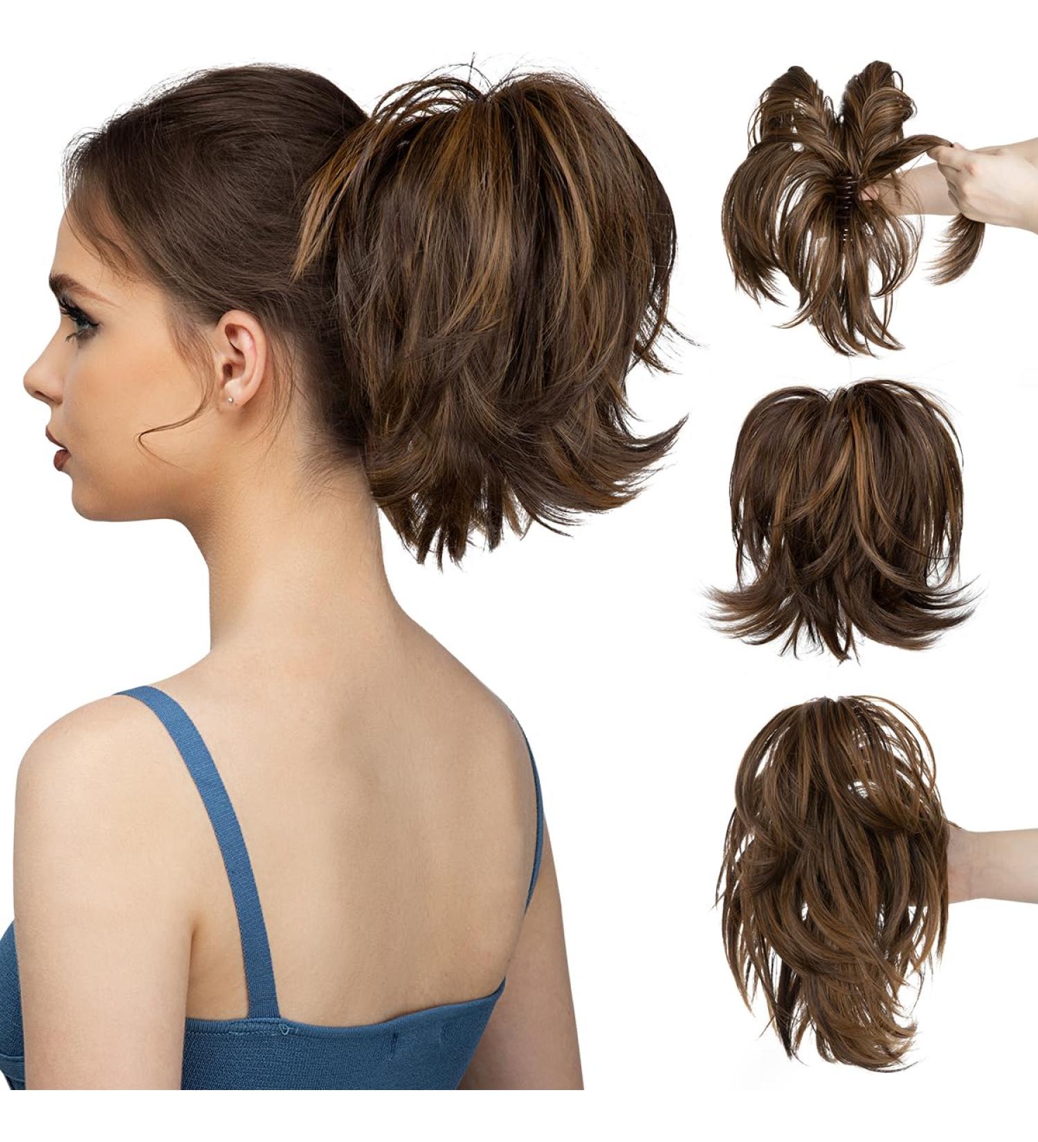 8 CJL Hair Claw Clip Ponytail Extension Dark Brown/Golden Blonde - Buy Online on GoSupps.com