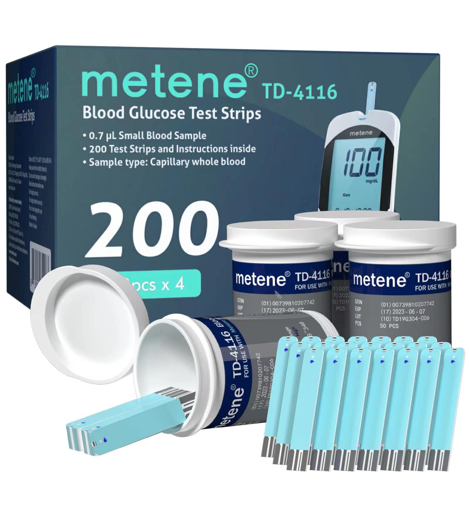 Metene TD-4116 Blood Glucose Test Strips 200 Count - For Diabetes Monitoring with TD-4116 Glucose Monitor - Buy Online on GoSupps.com