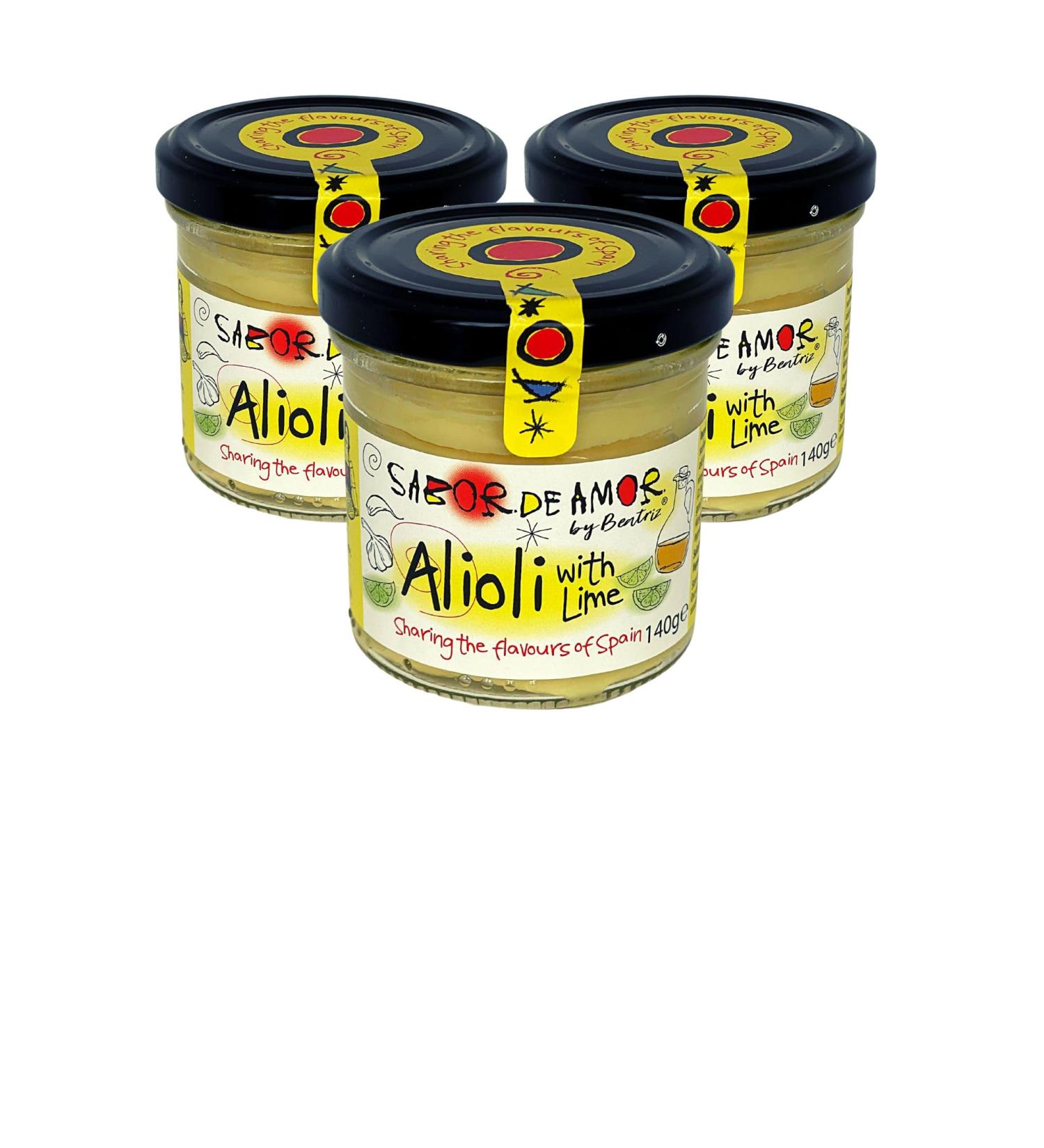 Sabor de Amor - Traditional Alioli with Lime 140g - Naturally Vegan - Pack of 3 - Buy Online on GoSupps.com