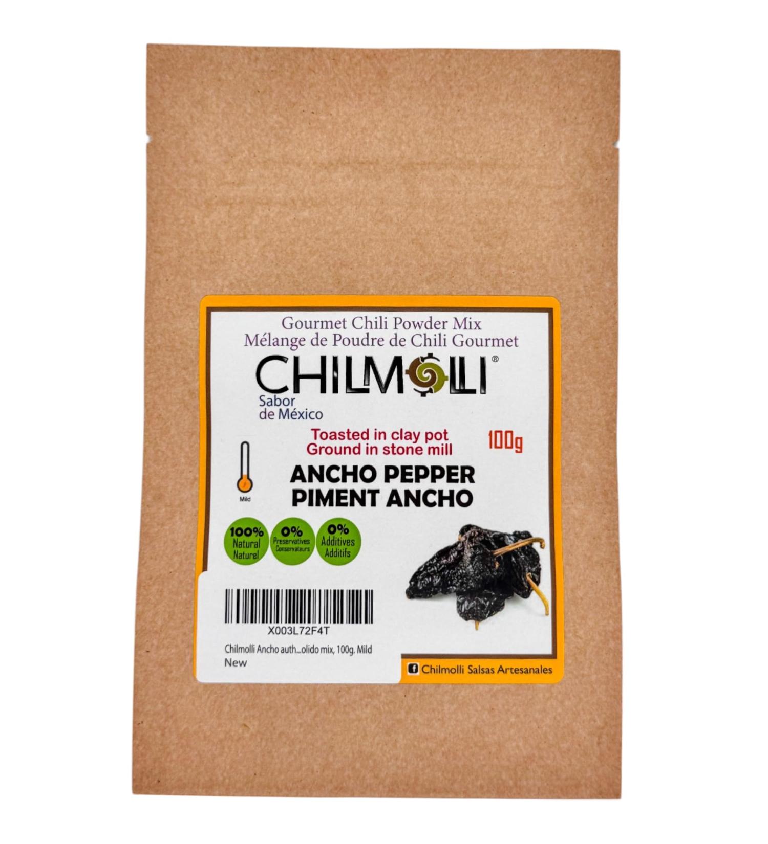 Chilmolli Ancho authentic Mexican gourmet chilli powder mix/M lange de poudre de chili Ancho/chile Ancho molido mix 100g. Mild - Buy Online on GoSupps.com