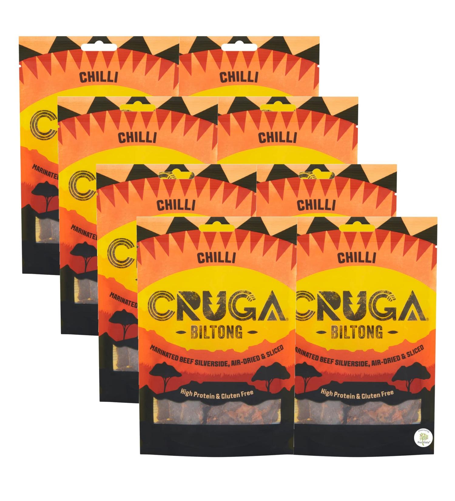 Buy CRUGA Biltong Original & Chilli - High Protein Gluten-Free Beef Jerky (8 x 60g) | International Shipping Available - Buy Online on GoSupps.com