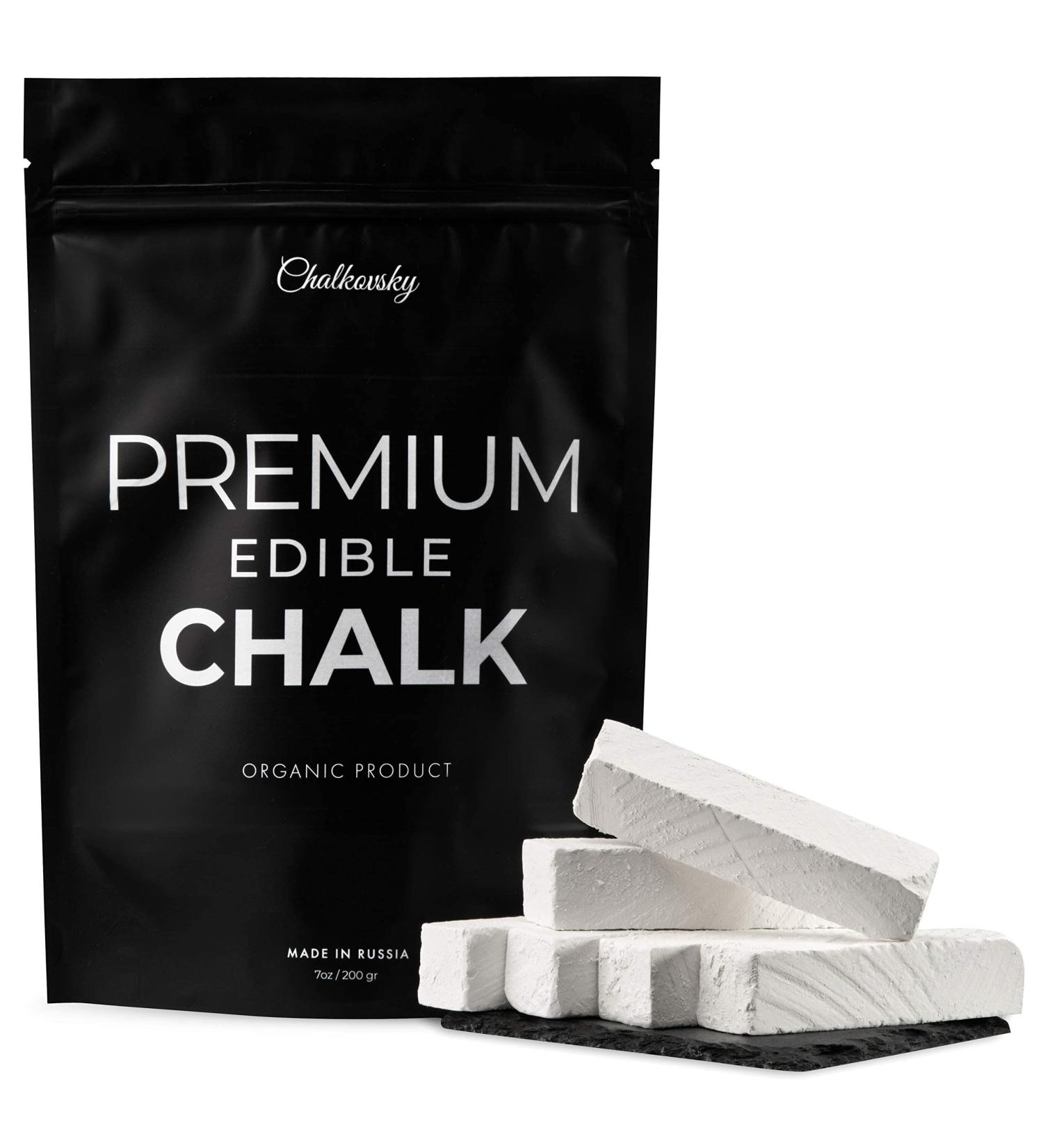Chalkovsky Premium Edible Chalk - Crunchy Belgorod Chalk Chunks - Russian Organic Chalk for Bone Strength - 7oz (200g) - Buy Online on GoSupps.com
