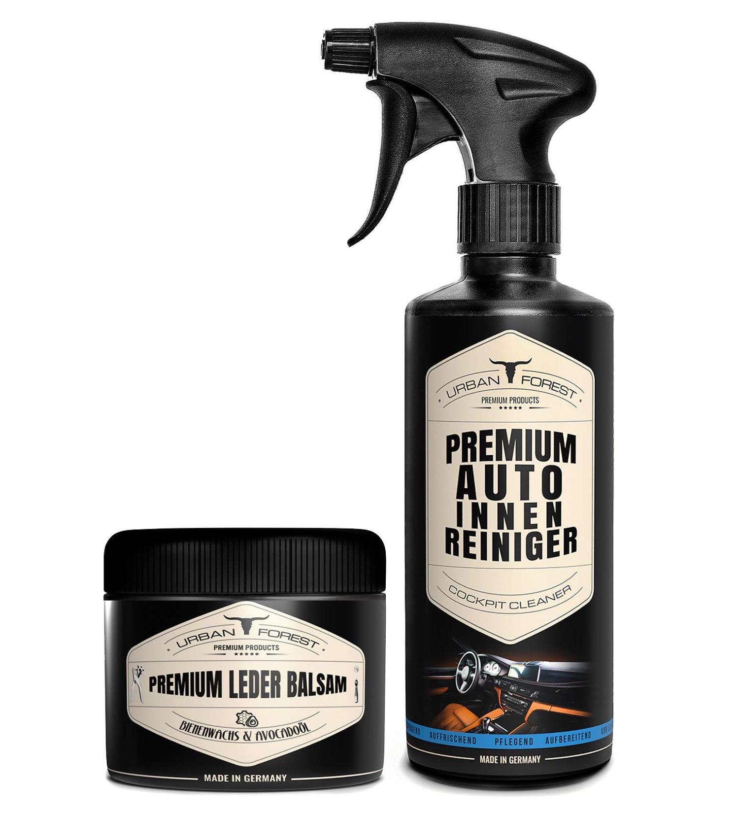 Car Interior Cleaner & Premium Leather Balm Set | 500ml Car Cleaner + 250ml Leather Care - Urban Forest - Buy Online on GoSupps.com