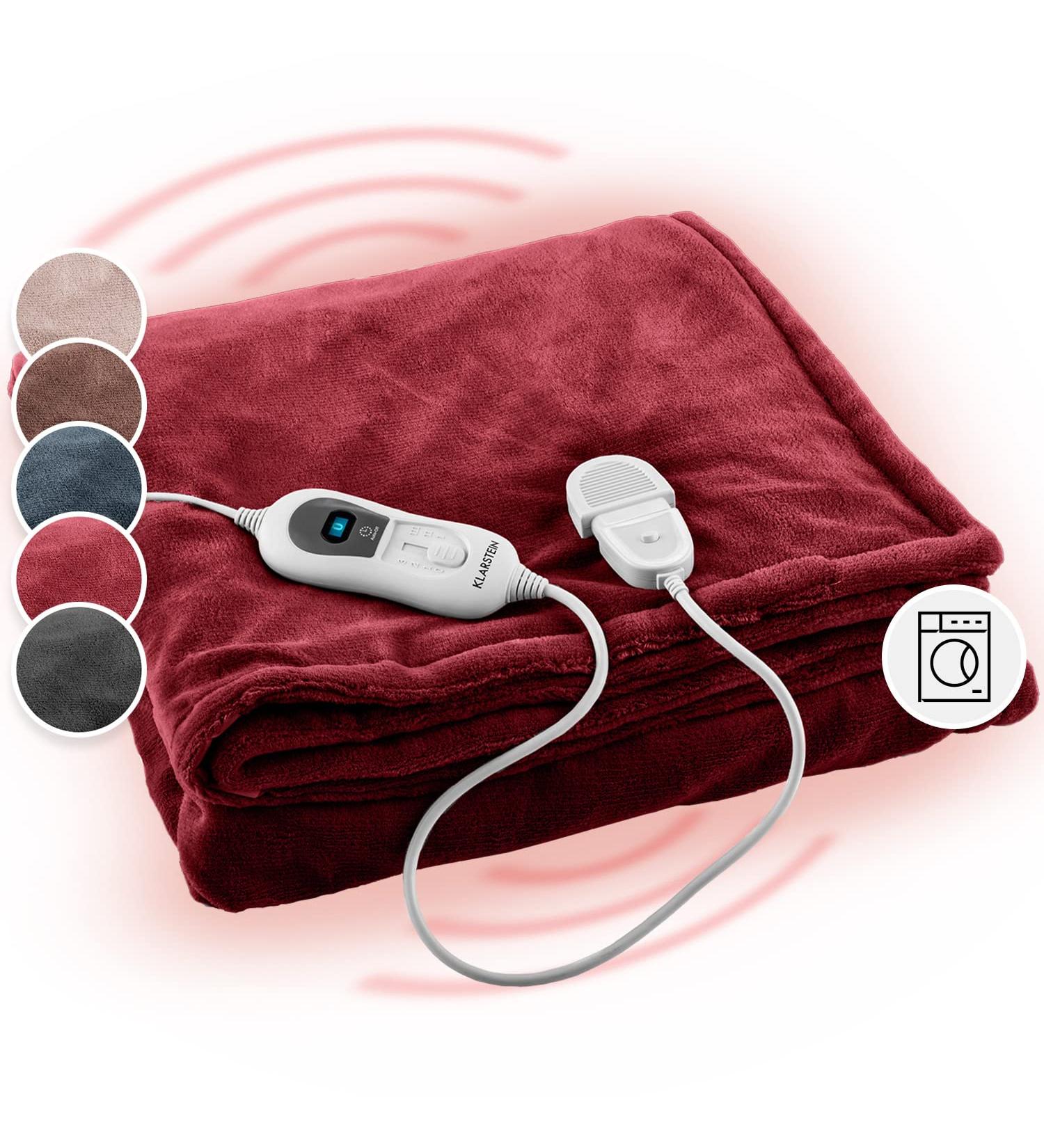 Klarstein XL Heating Blanket 120W - Cuddly Electric Thermal Ceiling for Bed & Sofa Energy-Saving & Washable - Large 180x130 cm Bordeaux - Buy Online on GoSupps.com