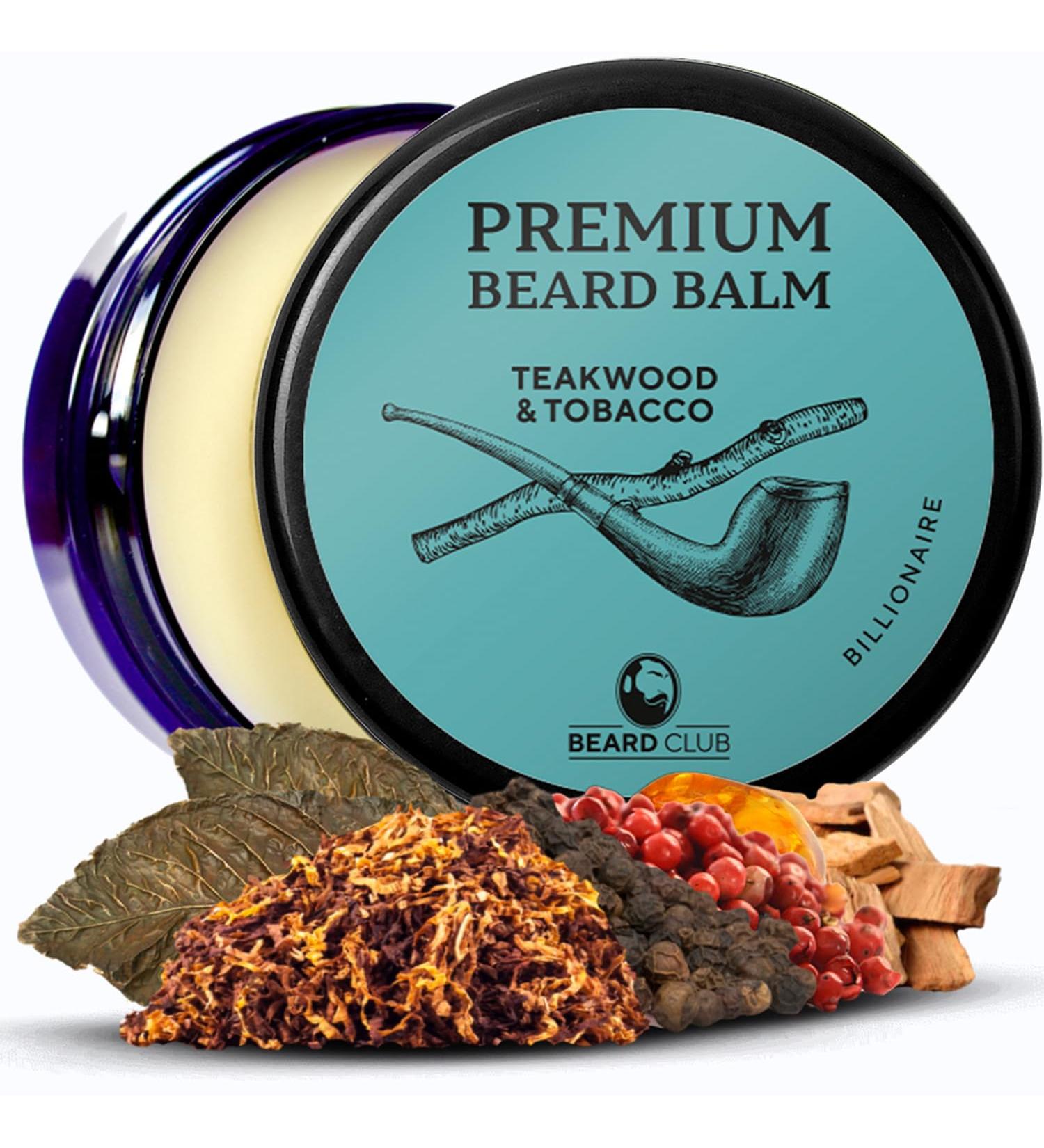 Beard Club Beard Balm for Men - Billionaire - Premium Beard Conditioner and Softener for Shaping and Styling Prevents Itching and Flaking - Natural and Organic - Butter Beard Wax for Men - Teakwood and Tobacco - Buy Online on GoSupps.com