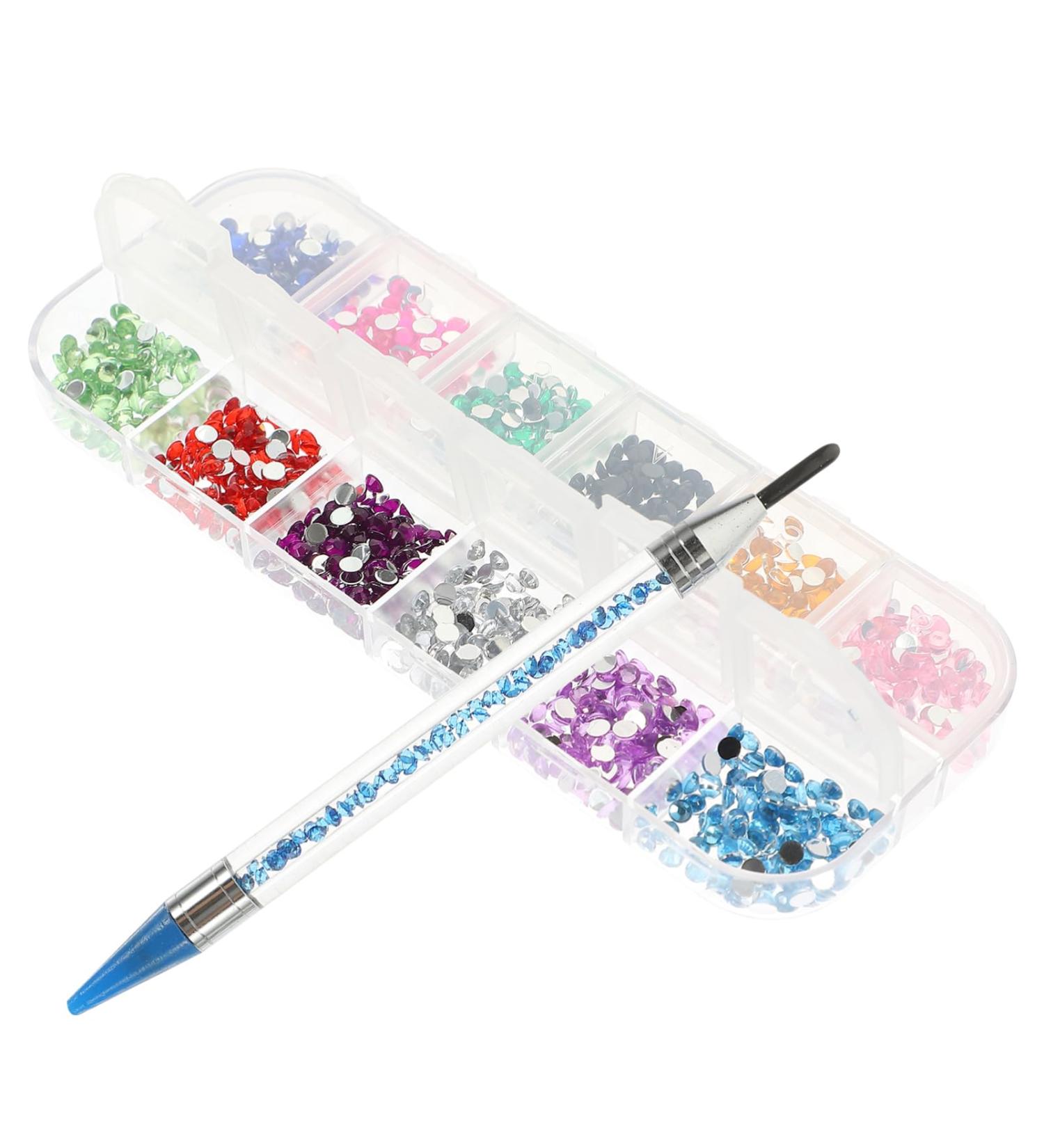 POPETPOP 1 Set crystal rhinestones flatback colorful rhinestones Nail Pen jewelry tool drawing tool Diamond drawing bead set diamond brush charm beads painting pen nail flat blue suit 16x1cm Blue - Buy Online on GoSupps.com