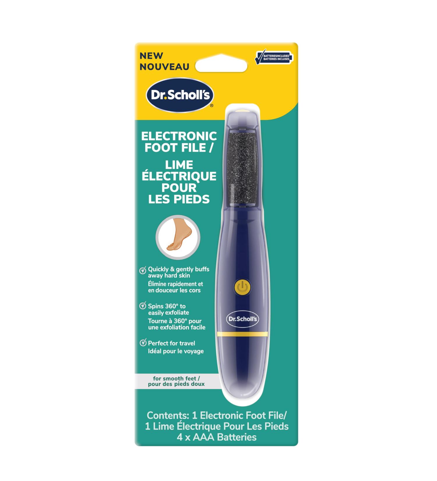 Dr. Scholl's Callus Remover Electronic Foot File Electric Hard Skin Removal for Feet Effortless Soft Smooth Skin in Minutes Perfect for Travel For Women & Men AAA Batteries Included
