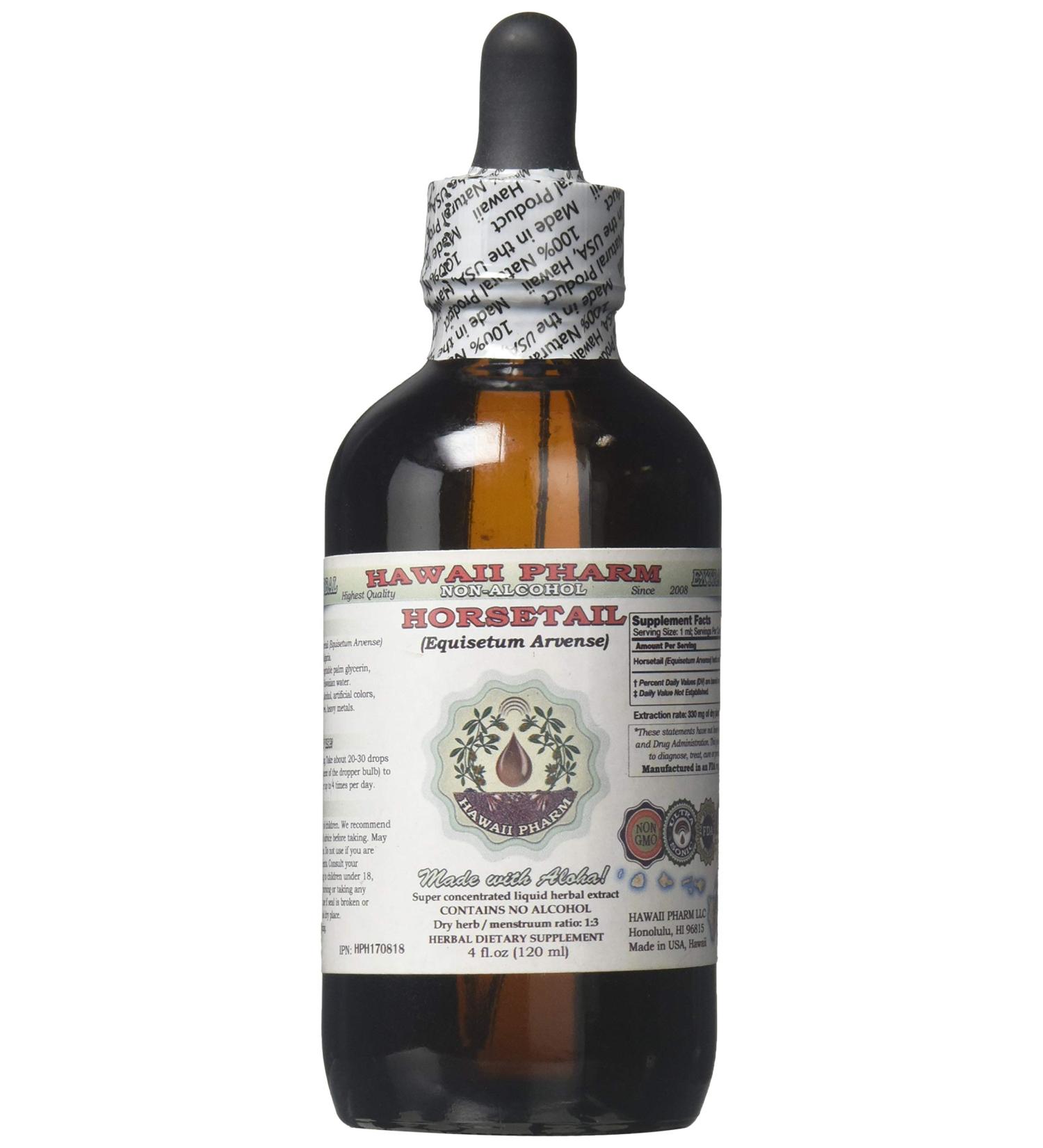 Organic Horsetail Alcohol-Free Liquid Extract 4 oz - Hawaii Pharm Herbal Supplement - Buy Online on GoSupps.com