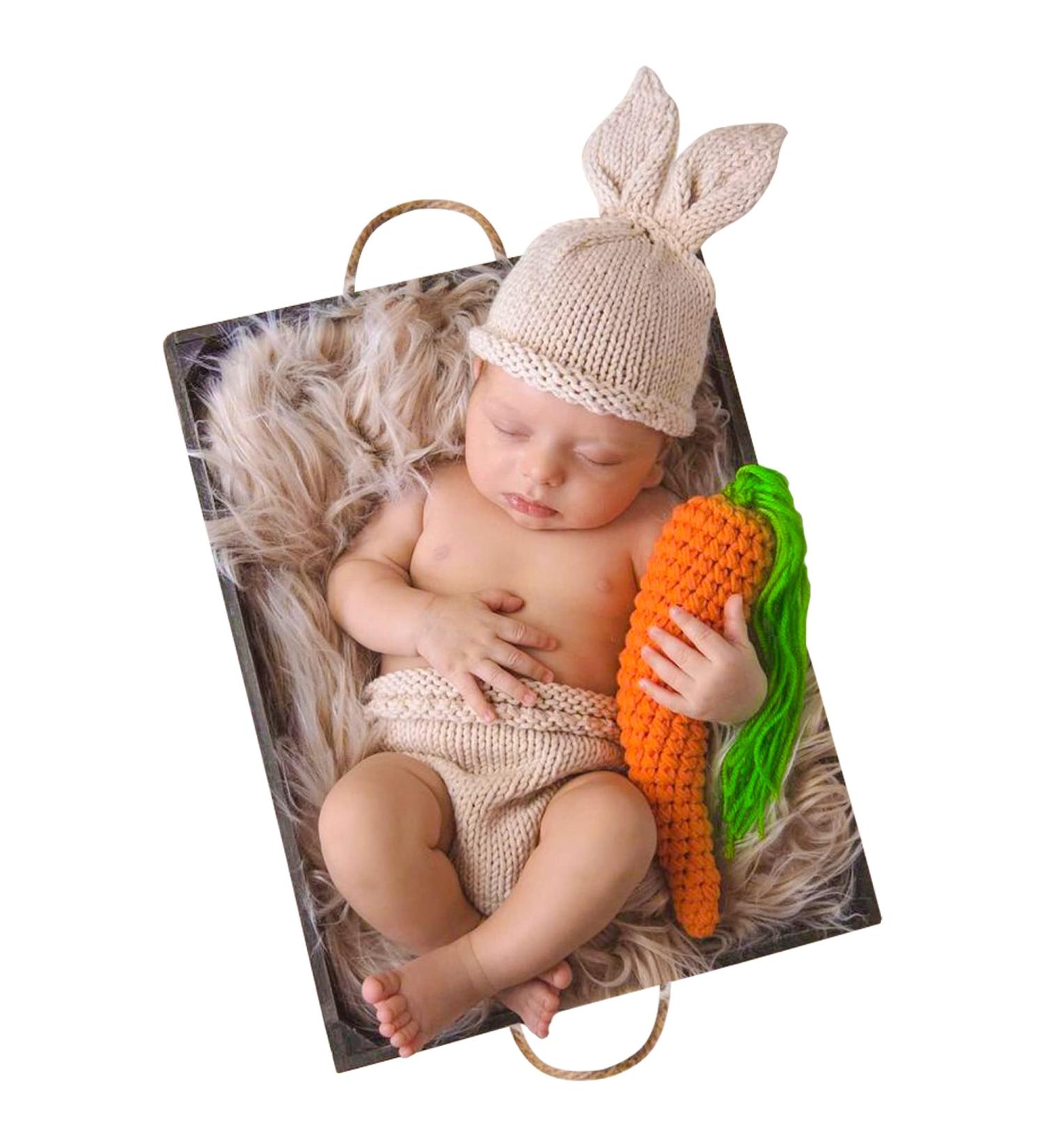 Handmade Crochet Newborn Photography Prop Set - Baby Bunny Outfit for Easter, Halloween, Christmas - Buy Online on GoSupps.com
