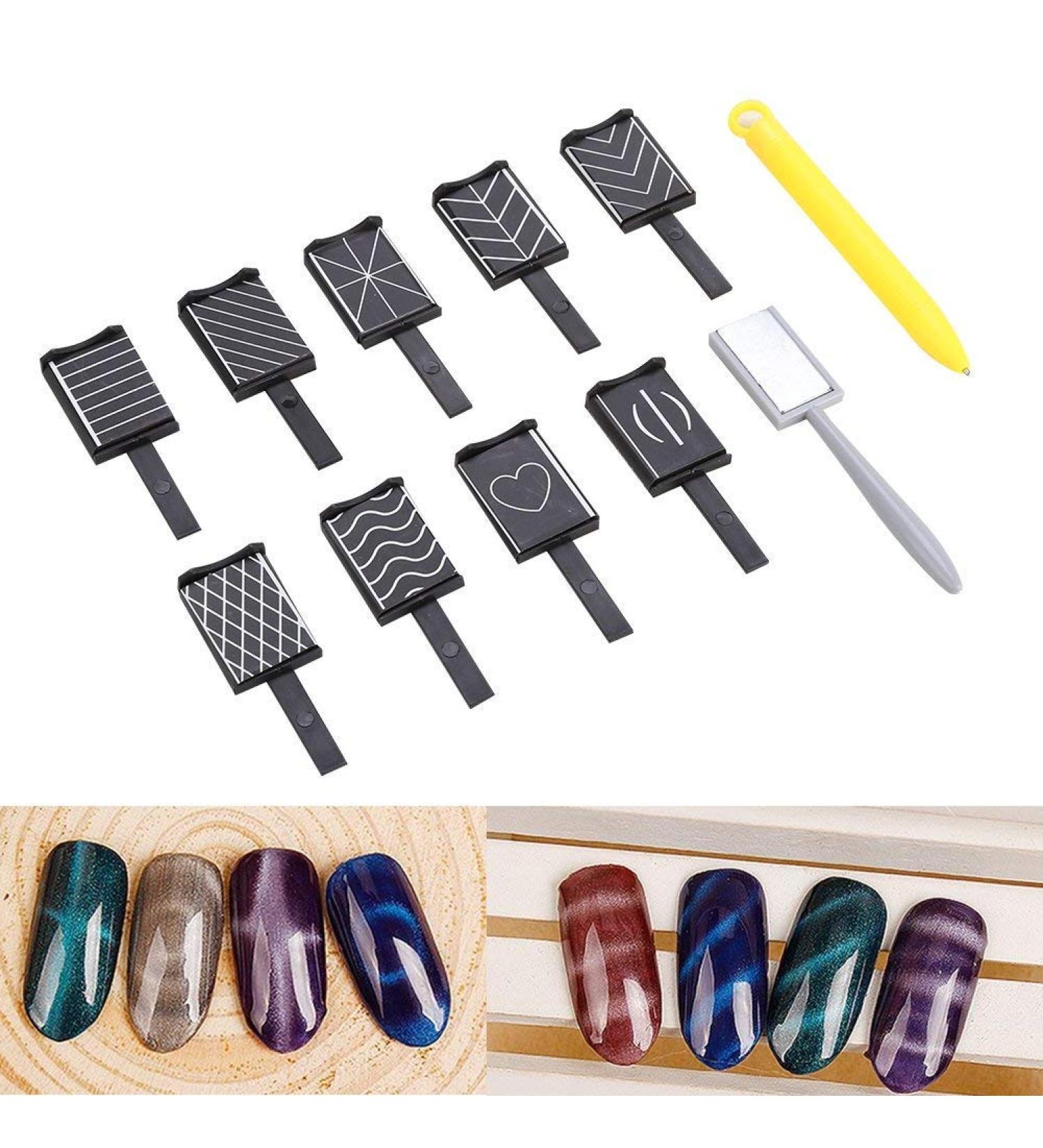Long-Lasting Double-Head Gel Magnet -11Pcs/Set 3D Cat Eye Magnetic LED Polish Soak Off Stick Manicure Nail Art Tools - Buy Online on GoSupps.com