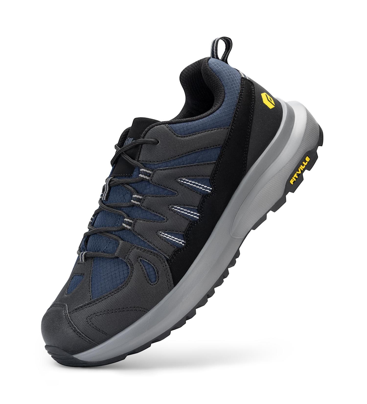 Fitville Men's Extra Wide Hiking Shoes | Light Breathable Trekking Sneakers | Slip-Resistant Outdoor Footwear | Ankle Support | Size 47 EU Navy - Buy Online on GoSupps.com