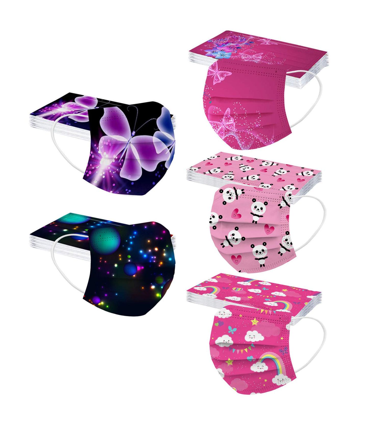 Buy Ncqifei 50-Piece Kids Disposable 3-Layer Face Masks Cute Cartoon Designs for Boys & Girls Breathable Mouth-Nose Protection for School - Buy Online on GoSupps.com