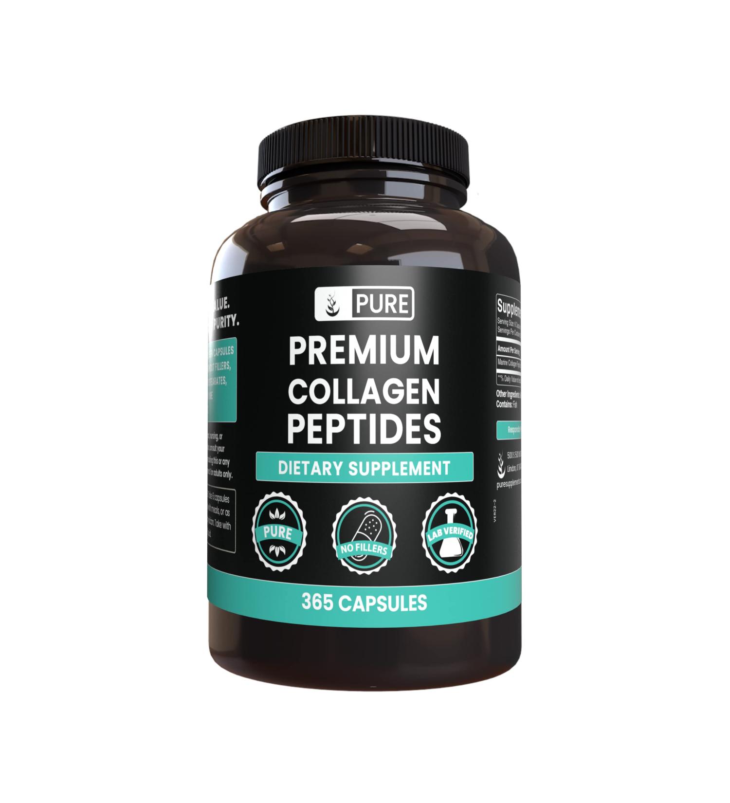 PURE ORIGINAL INGREDIENTS Marine Collagen (365 Capsules) No Magnesium Or Rice Fillers Always Pure Lab Verified - Buy Online on GoSupps.com