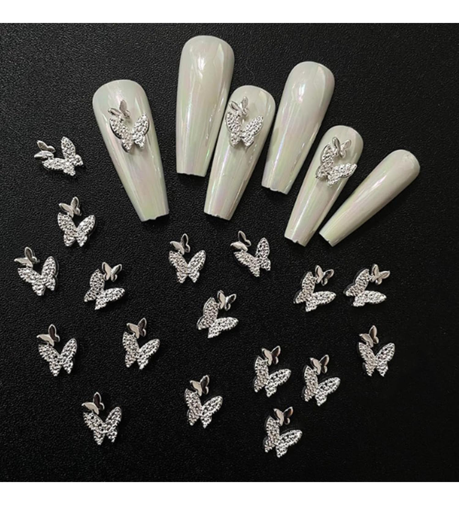 20 Pieces Street Stones Nails Loop Charms | Cross Nail Trailers | Bear Butterfly Nail Art Gemstones | DIY Nail Decoration Accessories - Buy Online on GoSupps.com