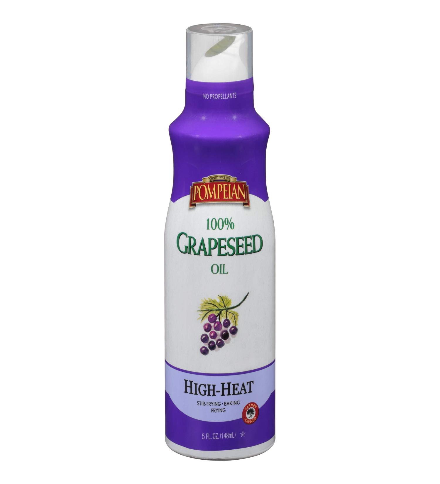 Pompeian Grapeseed Oil Non-Stick Cooking Spray 5 Fl Oz - Gluten Free, Non-GMO, Ideal for Stir-Frying, Grilling, and Sauteing - Single Bottle - Buy Online on GoSupps.com