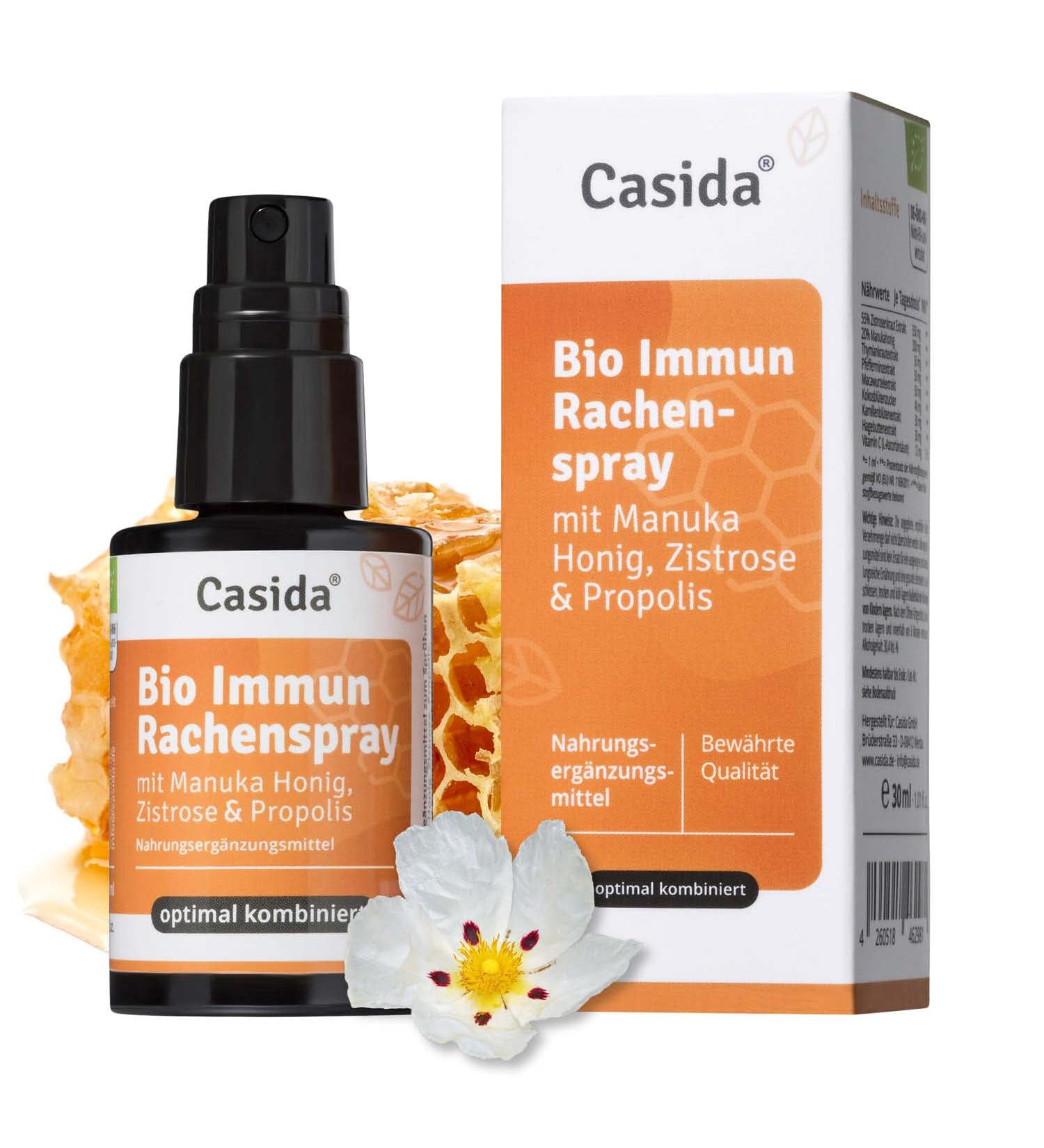  Casida Casida Bio Immun Throat Spray with Propolis Manuka Honey Rockrose and Vitamin C spray with real Manuka honey natural and organic 30 ml - Buy Online on GoSupps.com