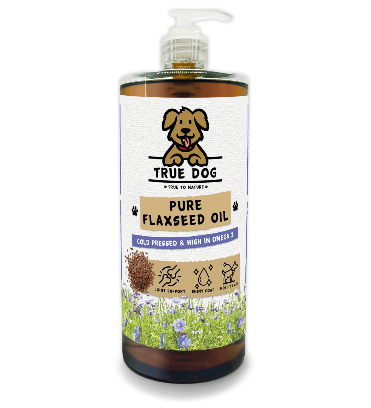 True Dog Flaxseed Oil for Dogs - Natural Omega 3 Supplement for Dogs & Cats - Linseed Oil - Joint Skin & Coat Support (500ml) - Buy Online on GoSupps.com