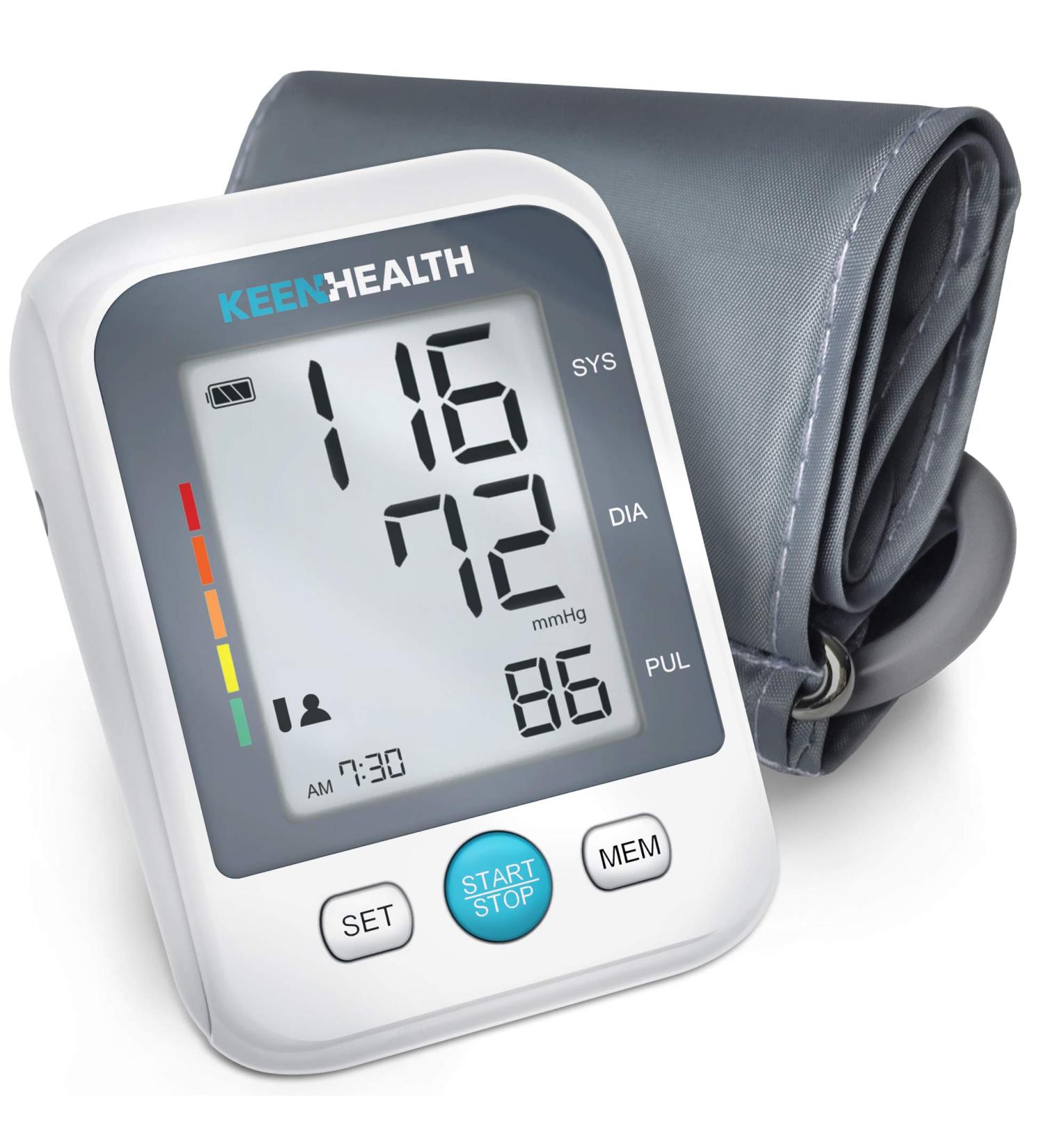 KEENHEALTH Digital Blood Pressure Monitor - 180 Reading Memory & Irregular Heartbeat Detection - Buy Online on GoSupps.com