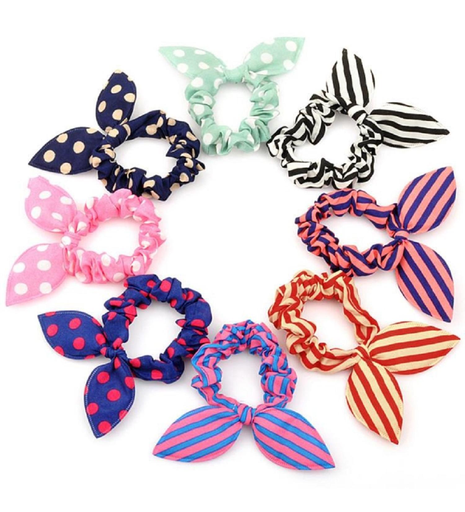 Miya 6 Set Super Sweet Bunny Hair Ties | Dotted Striped Checked | High-Quality Ponytail Holders | Beautiful Hair Accessories for All Ages - Buy Online on GoSupps.com