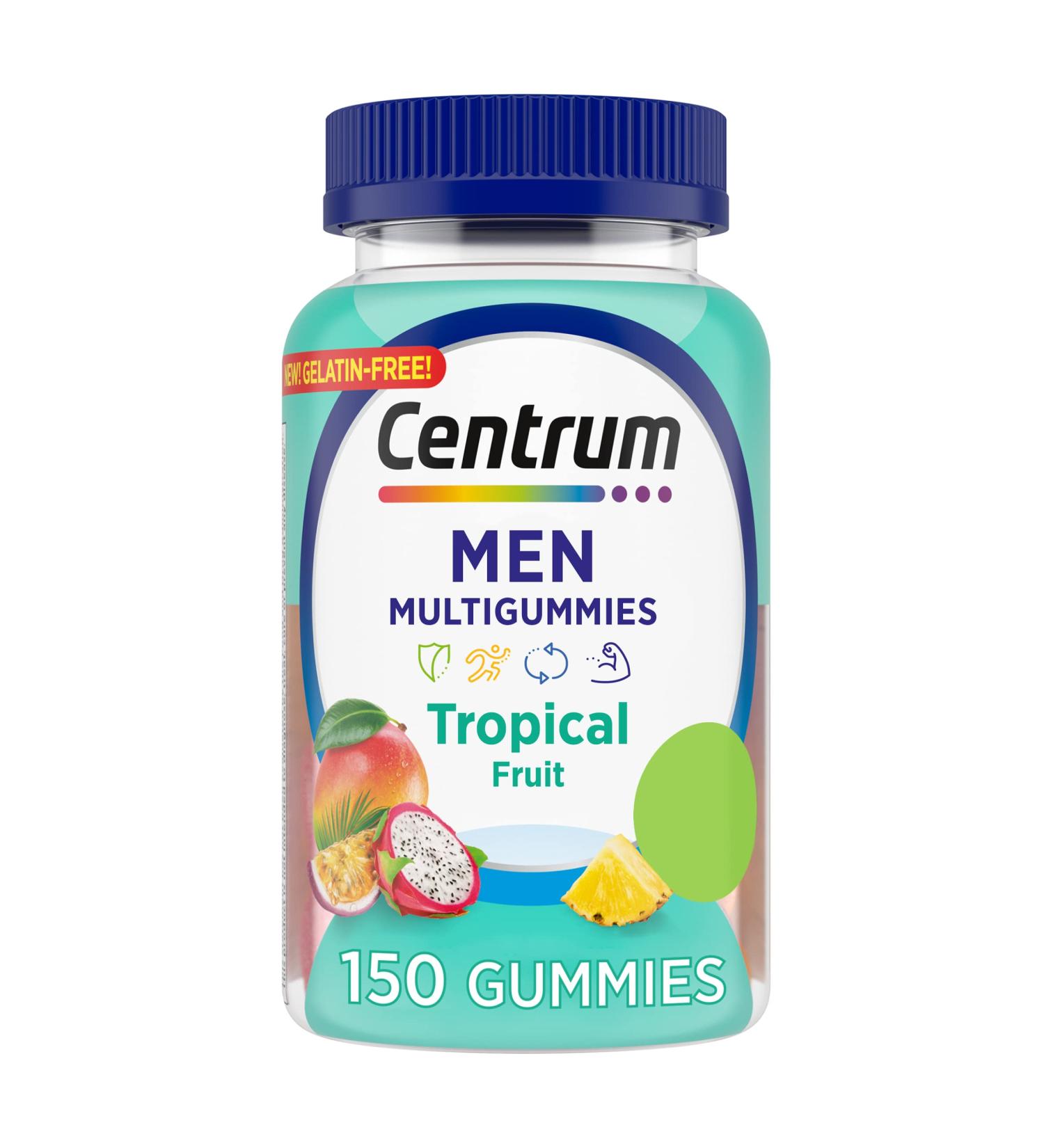 Centrum Men's Multivitamin Gummies - 150 Count, Tropical Fruit Flavors - Natural Ingredients, 75 Day Supply - Buy Online on GoSupps.com