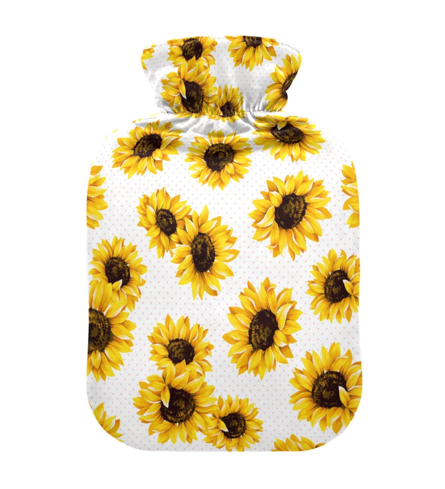 Sunflower Heat Bottle | Vintage Flower Pattern | 1L Hot Water Bottle for Pain Relief | Ideal for Kids & Adults - Buy Online on GoSupps.com