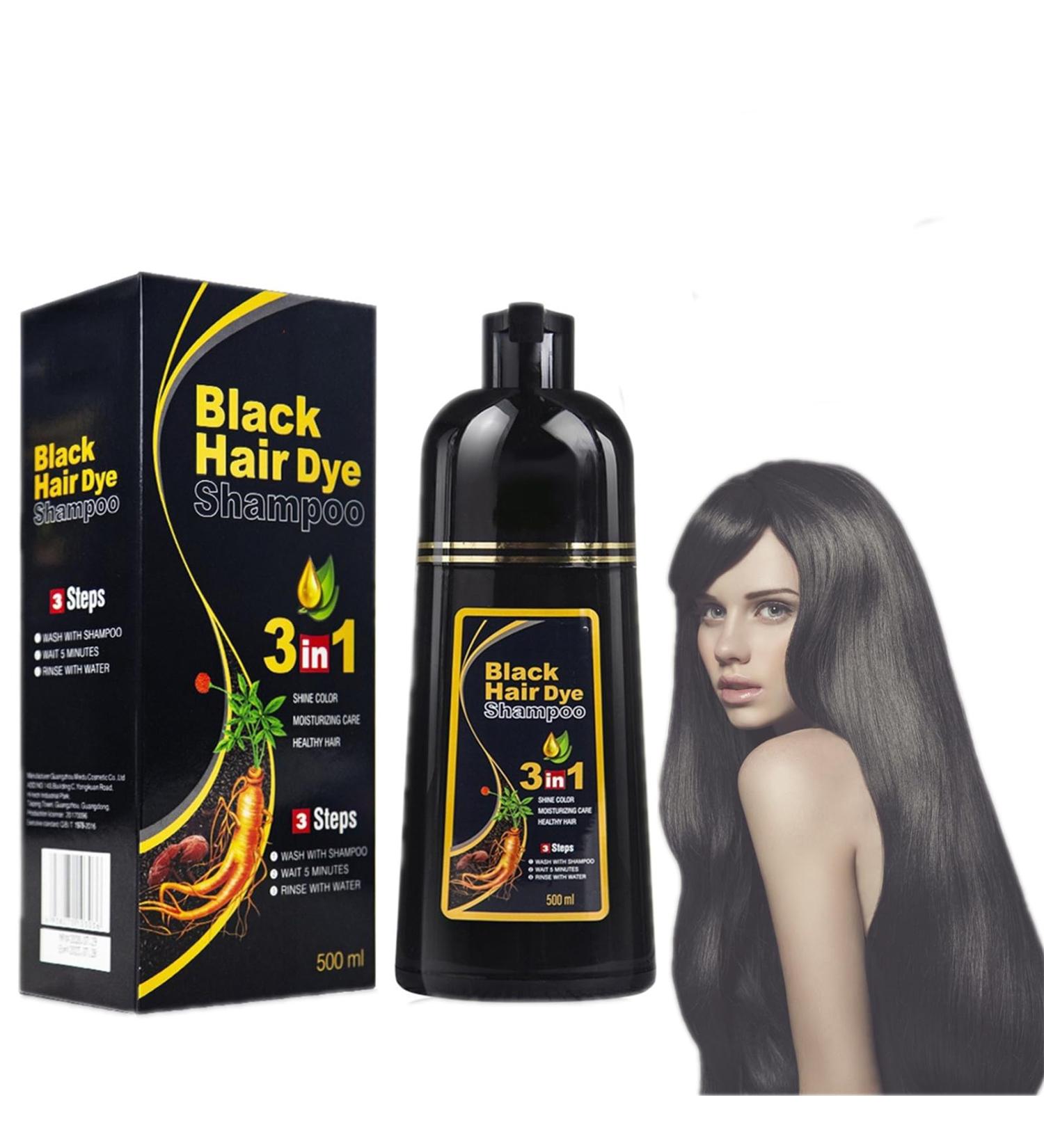 500ml shampoo for black hair instant hair shampoo hair color shampoo for gray hair natural 3in1 hair color shampoo for men and women 2 - Buy Online on GoSupps.com