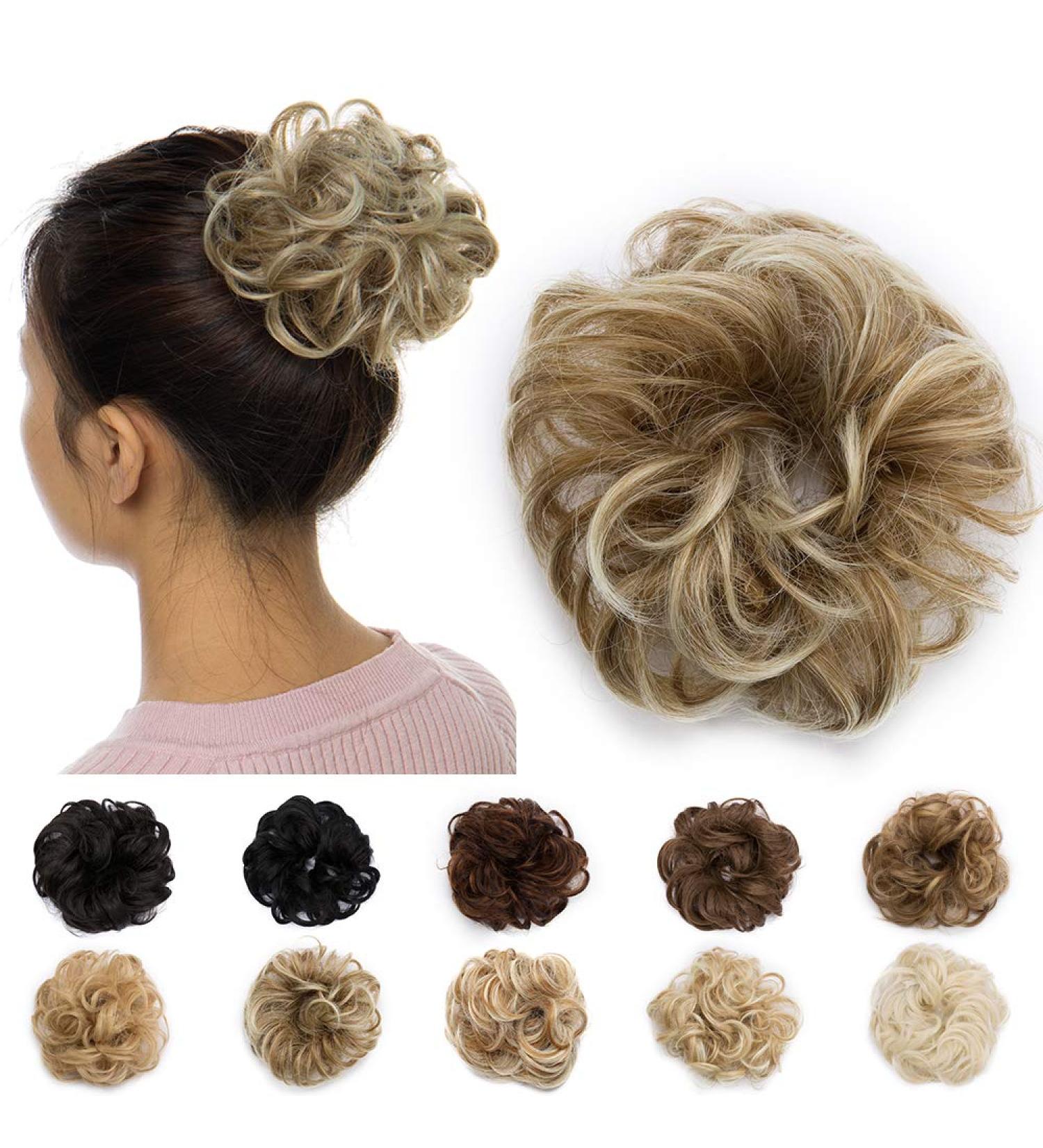 Sandy Brown to Bleach Blonde Messy Hair Bun Donut Chignon Updo Scrunchie - 25g Hairpiece Extension - Buy Online on GoSupps.com