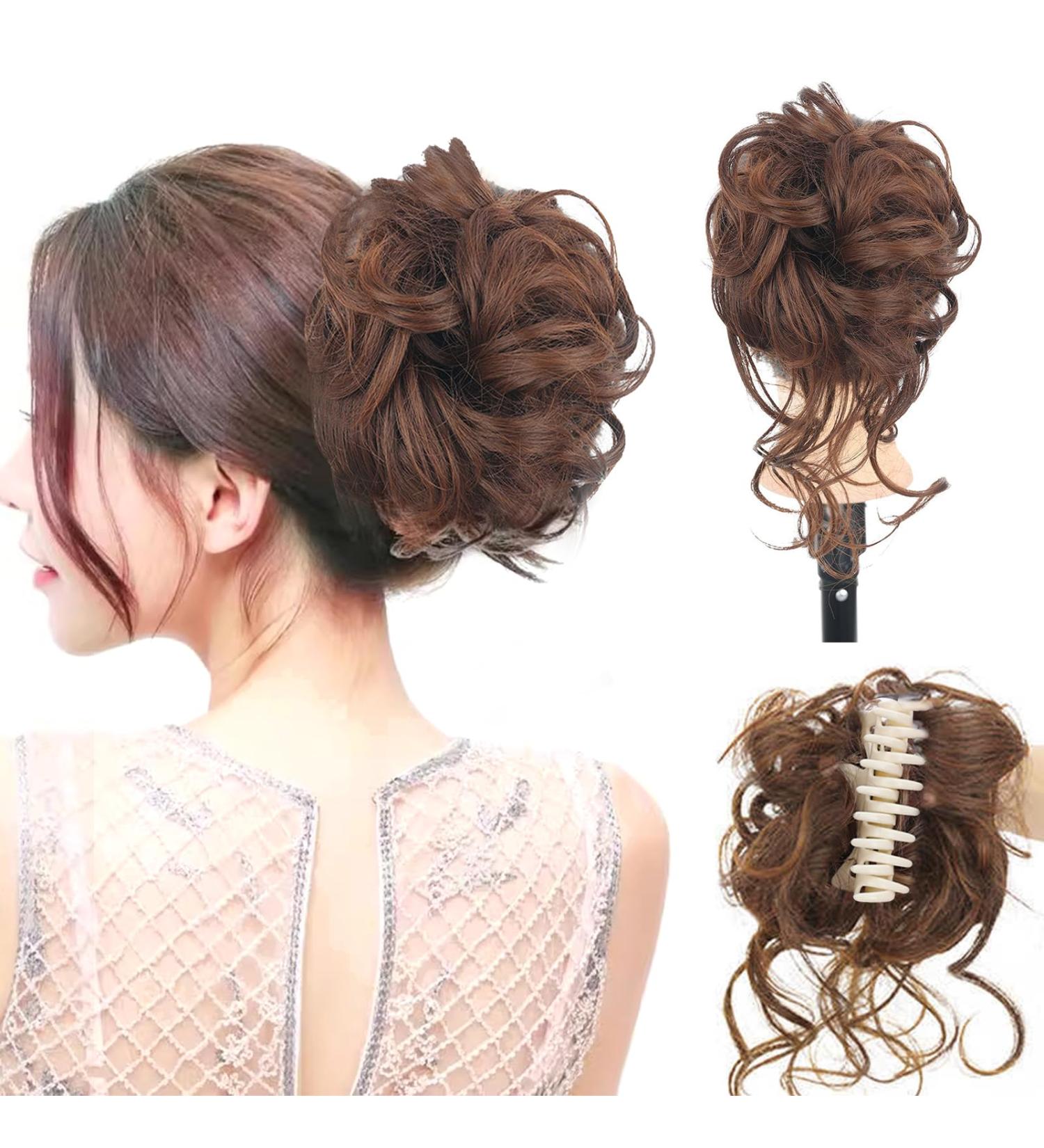 Long beard ball head wig bun grab clip Fluffy natural scrunchie bridal cocktail hairpin Messy Hair Bun Extensions Curly Wavy Hair Scrunchies claw Clip Messy Bun Hairpiece (Light Curry) - Buy Online on GoSupps.com