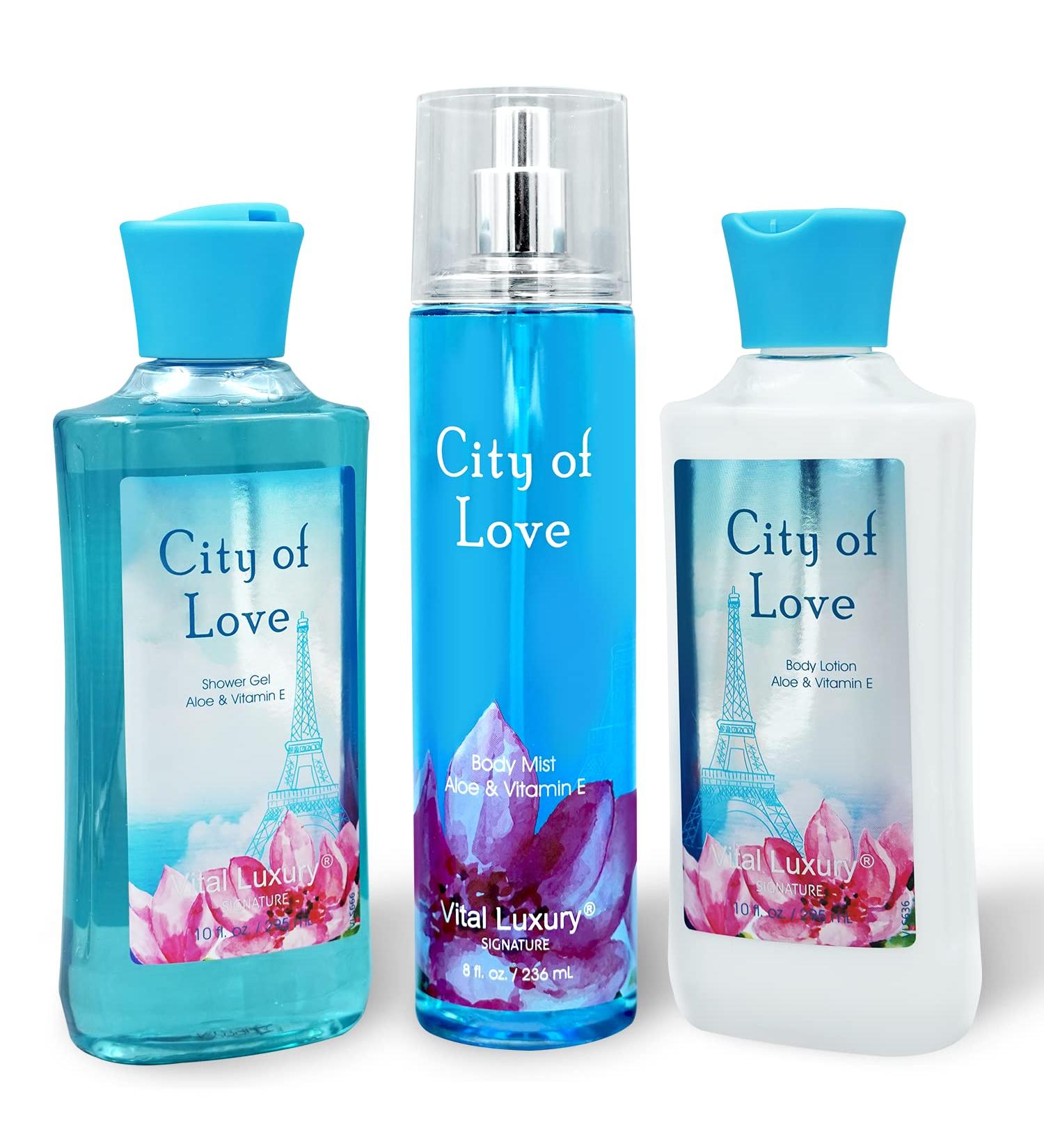City of Love Bath & Body Care Gift Set - Luxurious Home Spa Set with Body Lotion Shower Gel & Fragrance Mist - Buy Online on GoSupps.com