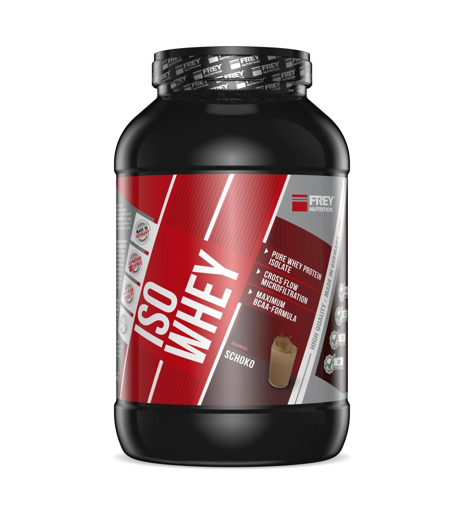 Frey Nutrition ISO Whey Chocolate 2300g - Muscle Gain Low Sugar & Lactose Free 25% BCAA - Buy Online on GoSupps.com