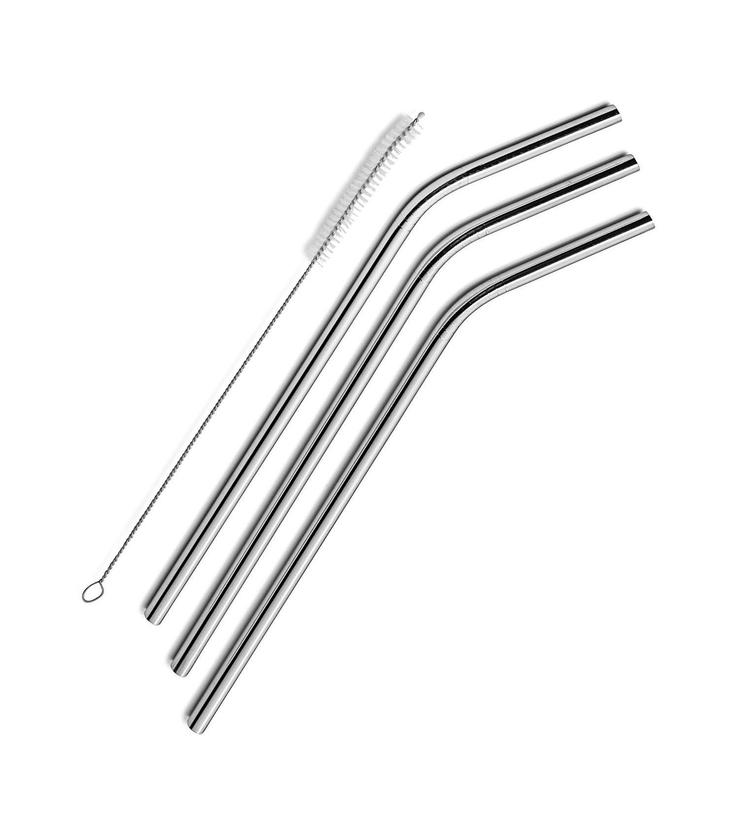 Hgyteel 3 Pcs Reusable Stainless Steel Metal Drinking Straw Reusable Straws + 1 Cleaner Brush Kit - Buy Online on GoSupps.com