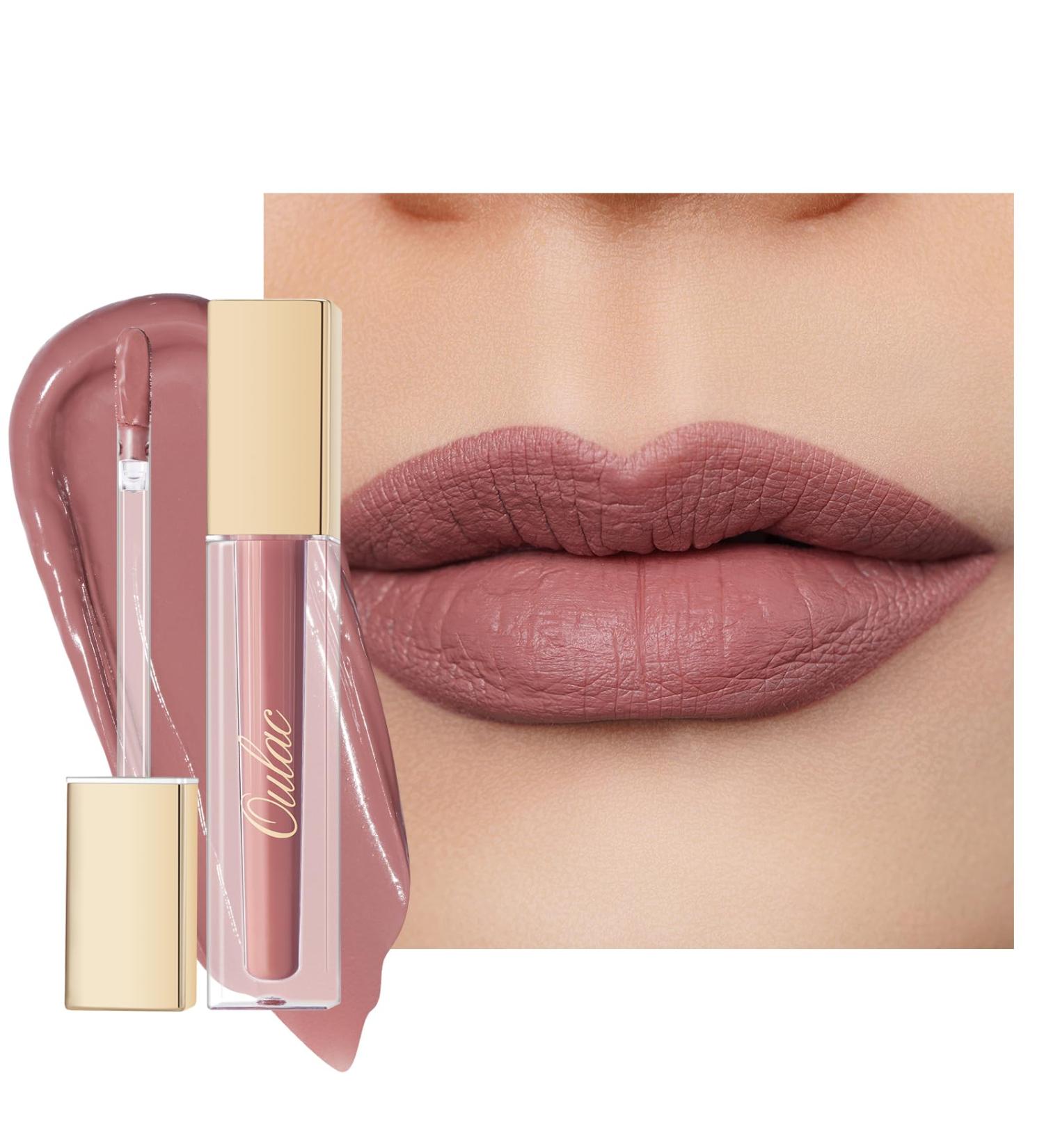 Oulac Liquid Matte Lipstick - Vegan Nude Pink Long-Lasting Color Precise Applicator Gluten-Free | 4.5ml Gentle Kiss - Buy Online on GoSupps.com