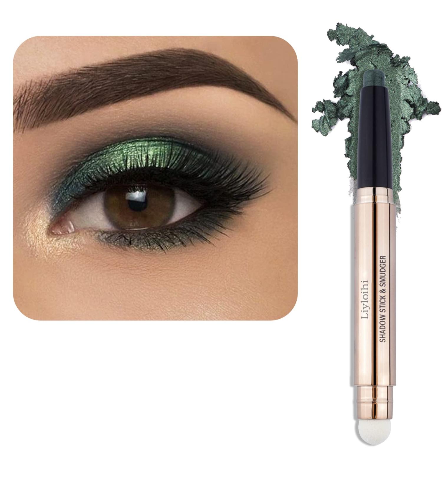 Liyloihi Cream Eye Shadow Stick | Waterproof & Long Lasting Eye Makeup with Smudger | 11 Light Green Shimmer - Buy Online on GoSupps.com