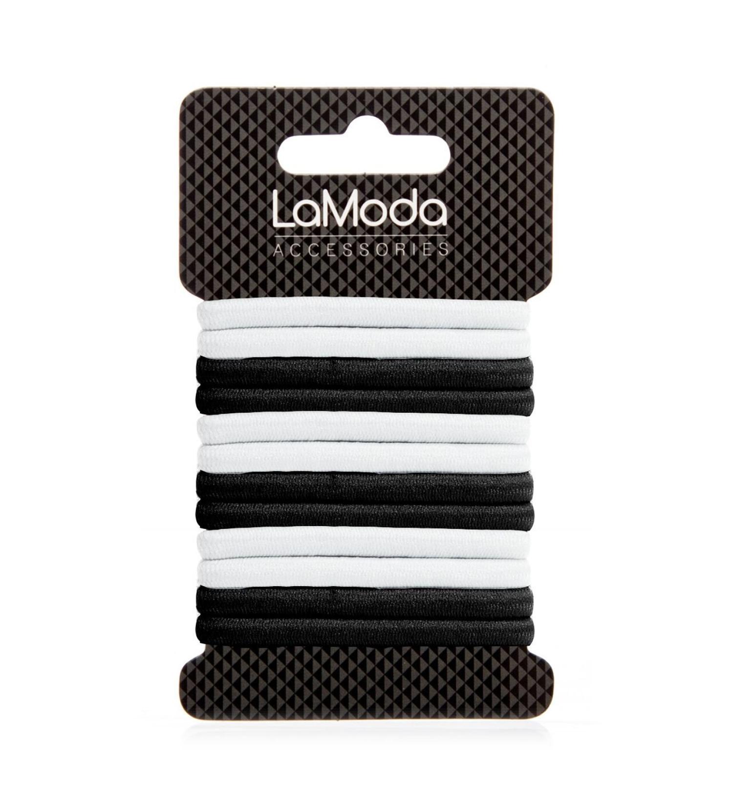 lamoda Thick Elastic Hair Ties Black/White 12 Pieces